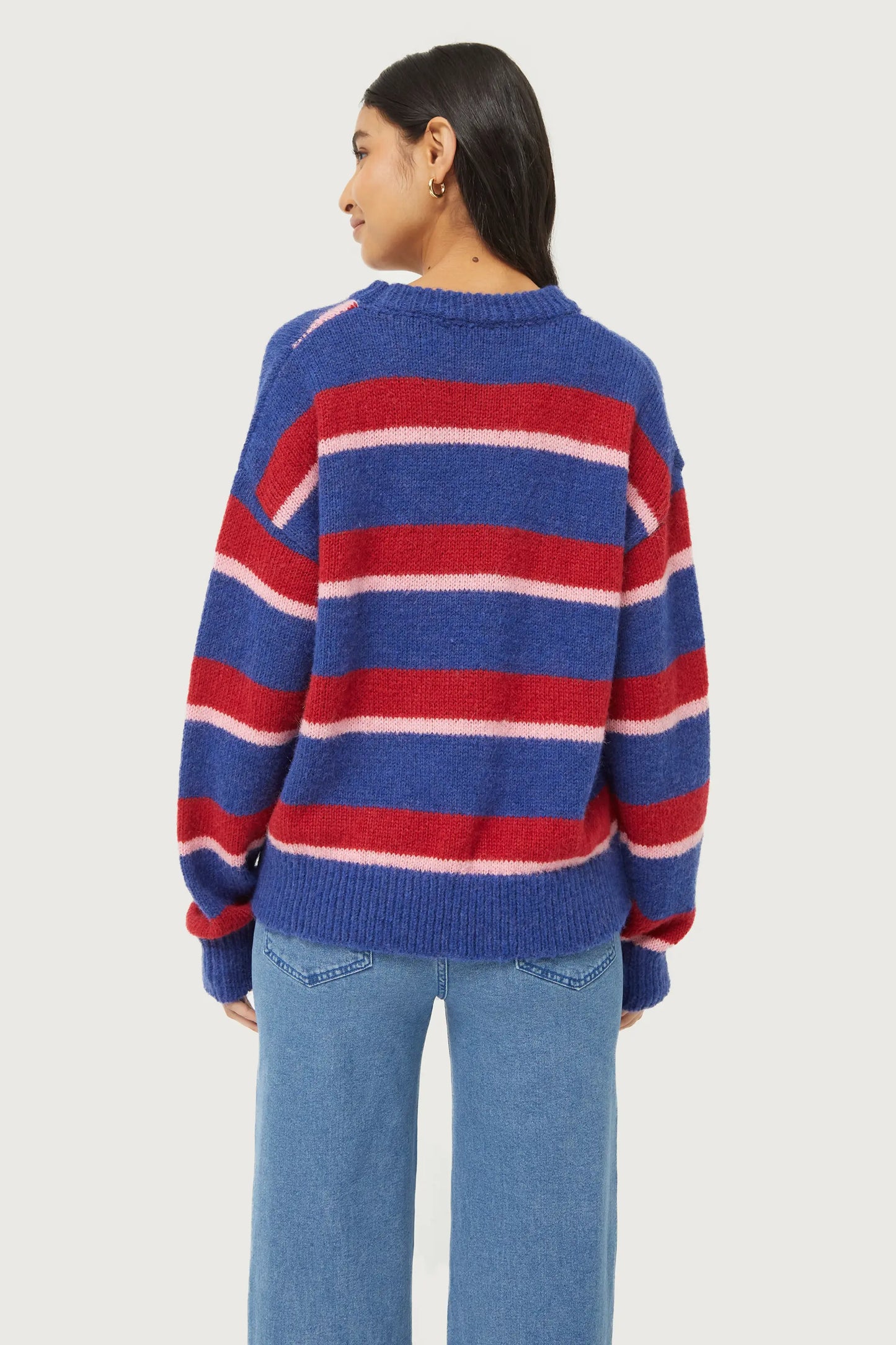 Blue striped knitted sweater