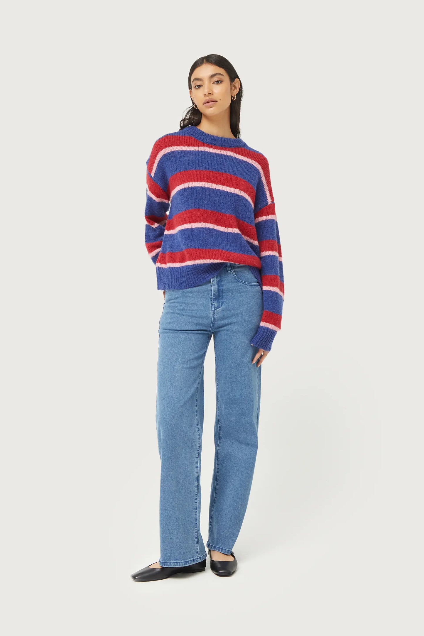 Blue striped knitted sweater