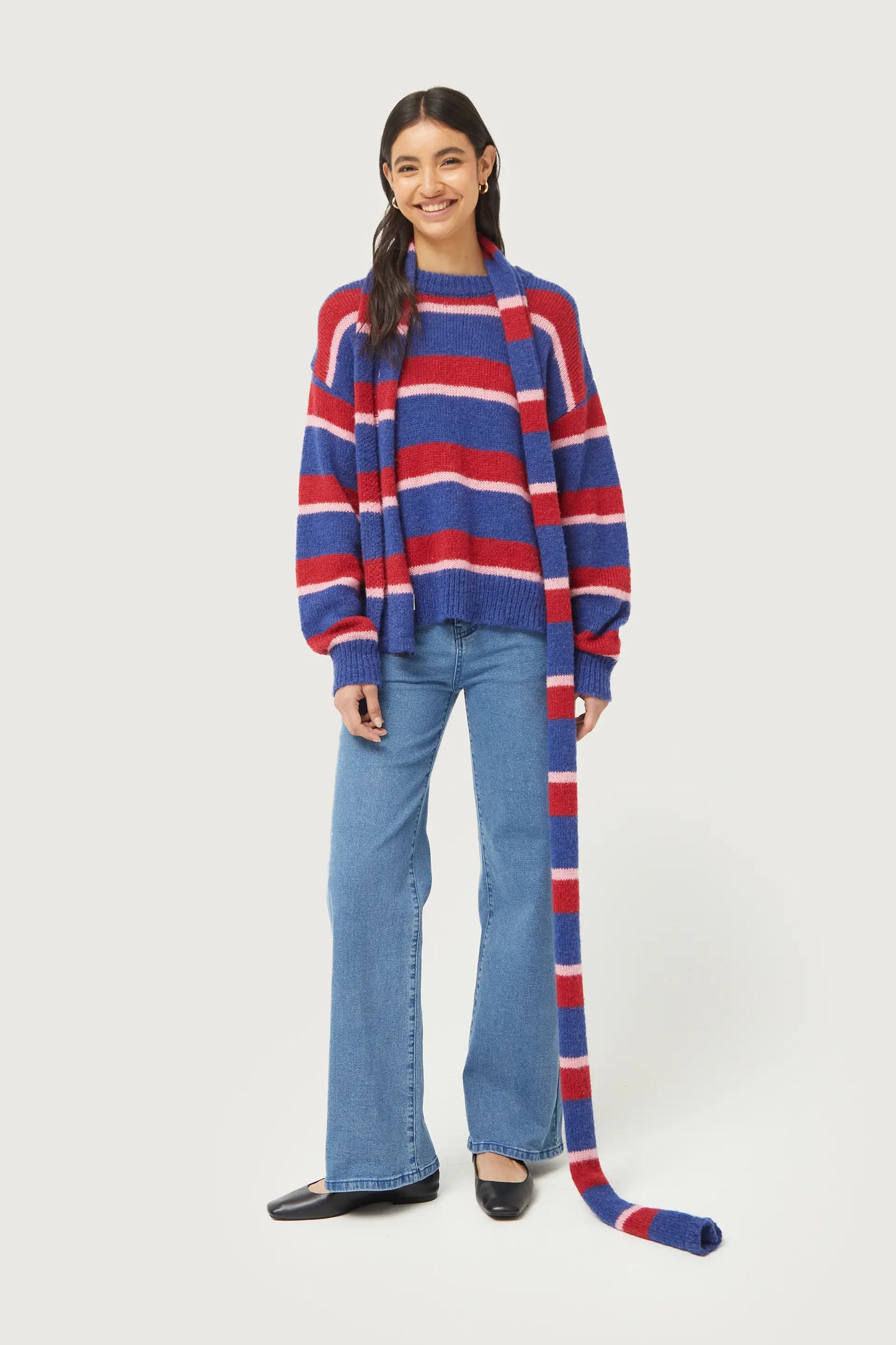 Blue striped knitted sweater