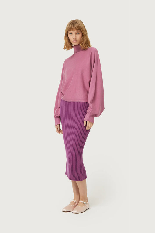 Pink Roll Neck Knitted Sweater