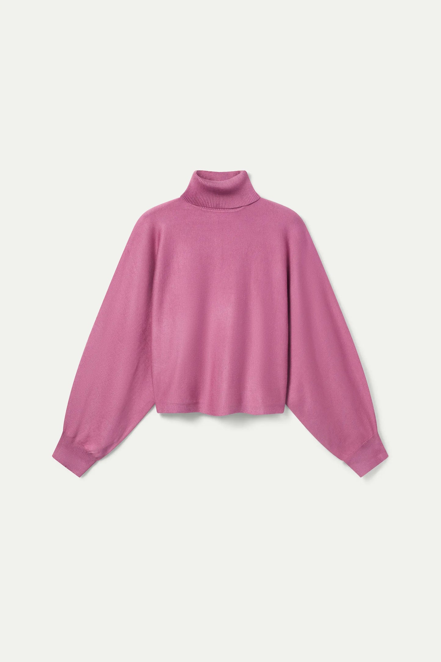 Maglione lavorato a maglia con collo alto rosa