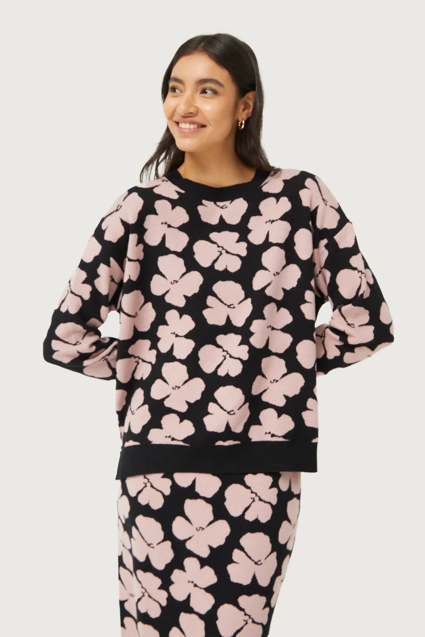 Jacinto floral print jacquard knit sweater