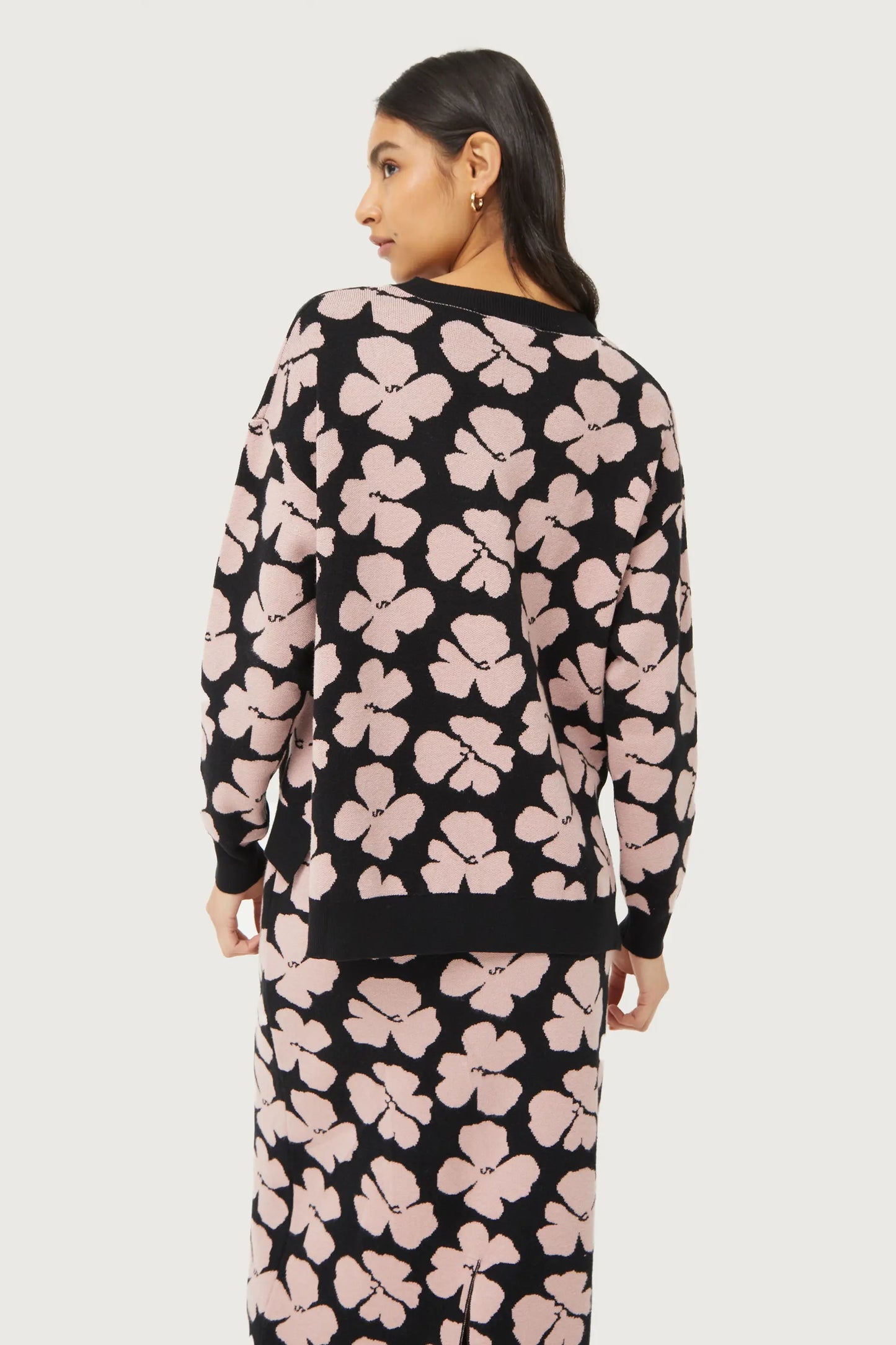 Jacinto floral print jacquard knit sweater