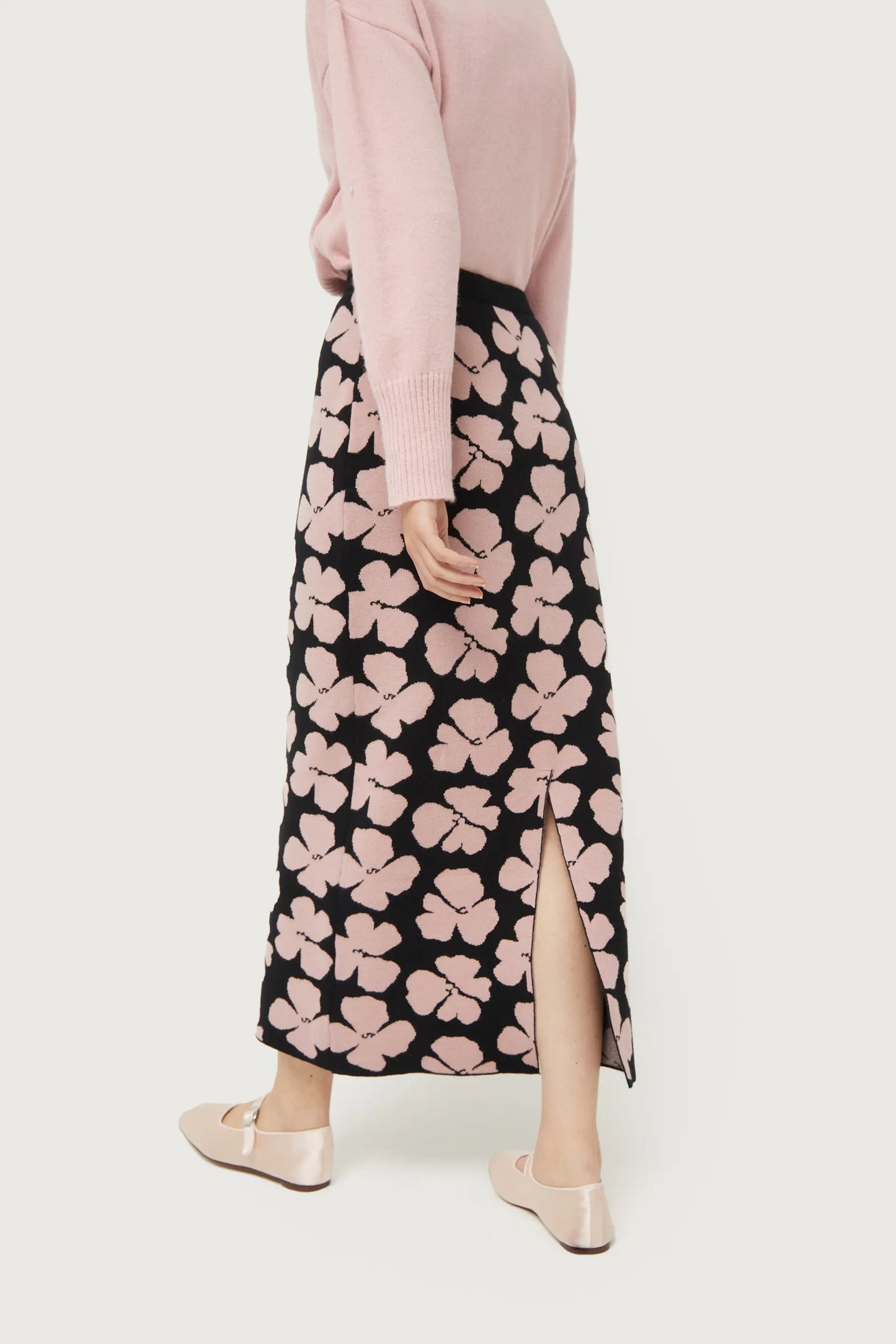 Jacinto floral print jacquard knit skirt