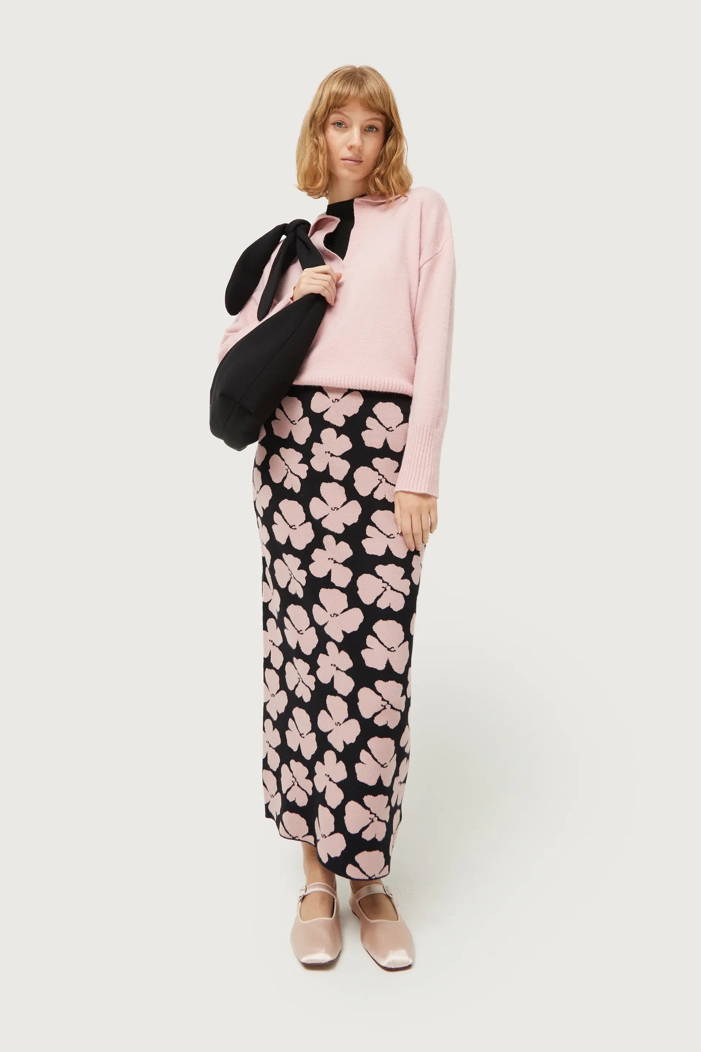 Jacinto floral print jacquard knit skirt