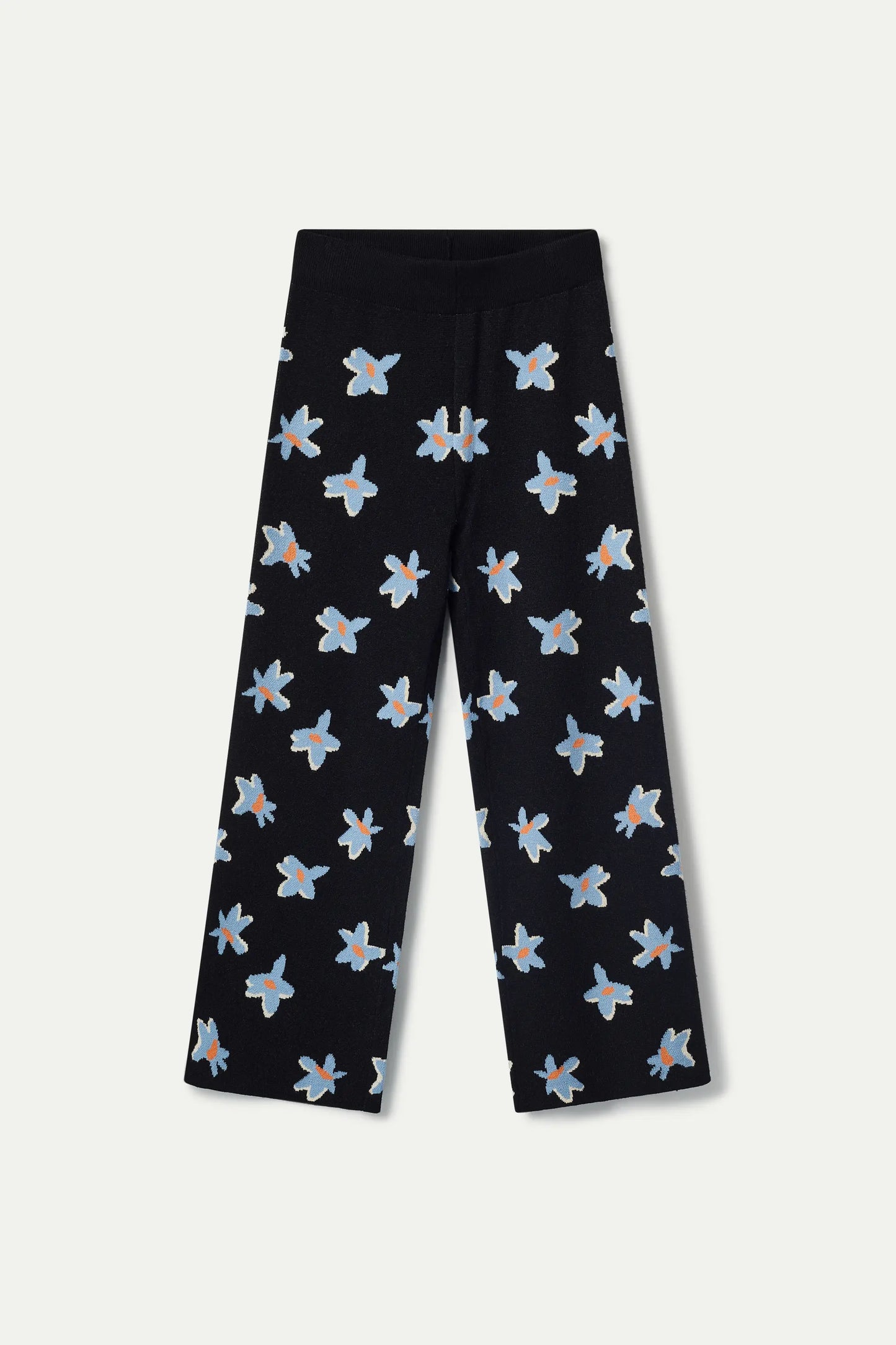 Black Calatea floral print jacquard knit pants