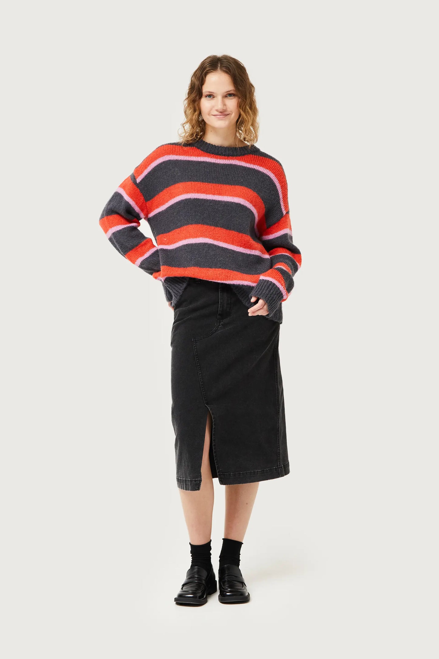 Red striped knitted sweater