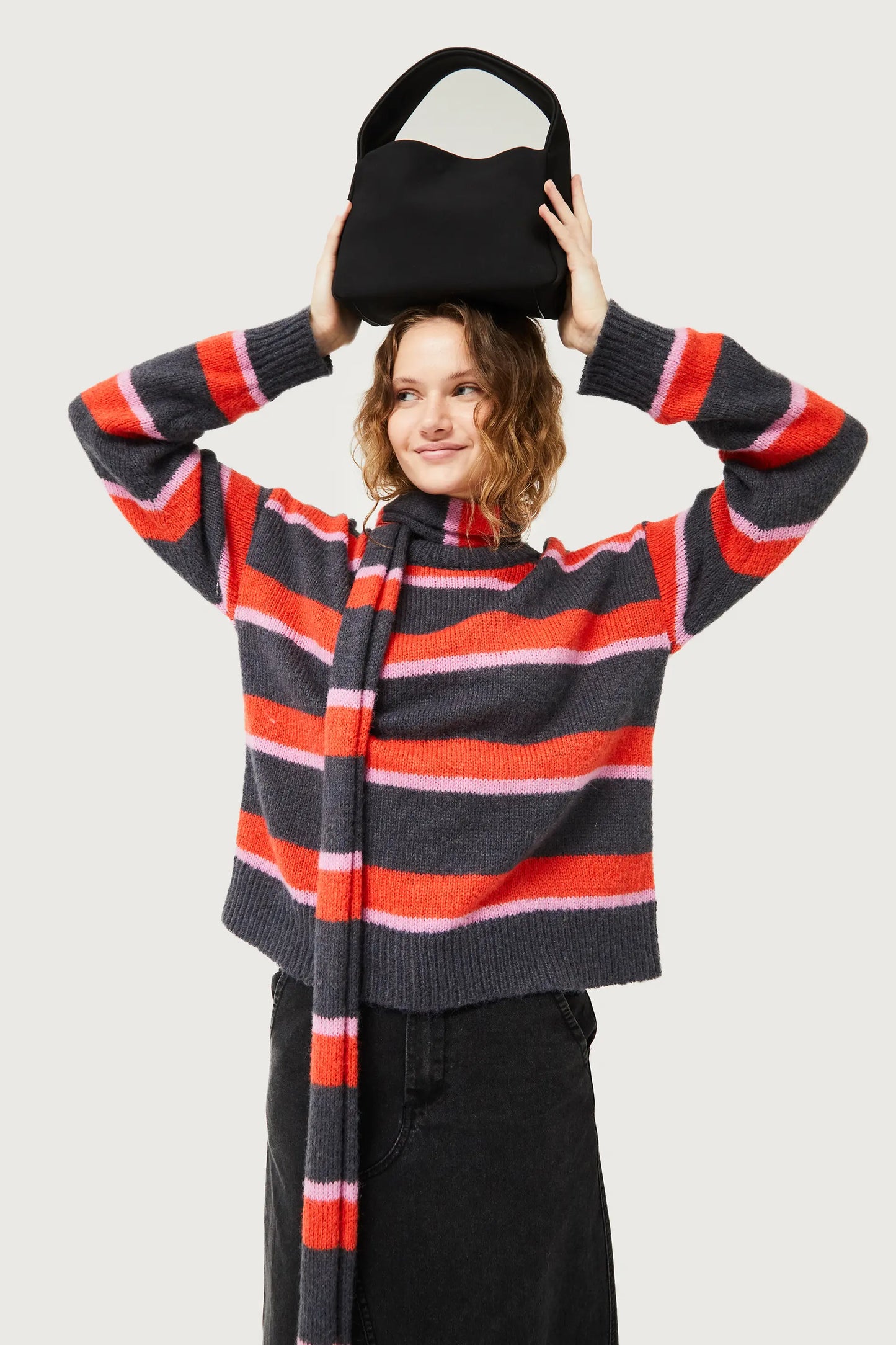 Red striped knitted sweater