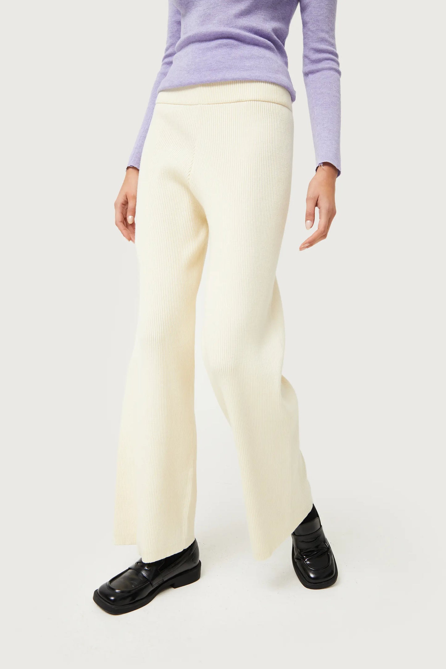 Straight white knit pants