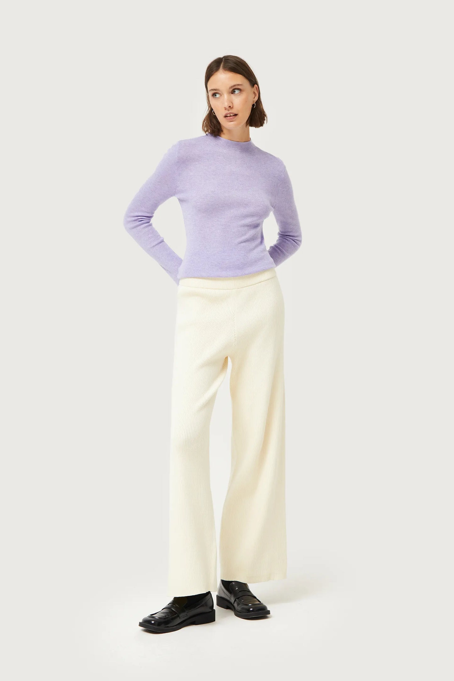 Straight white knit pants