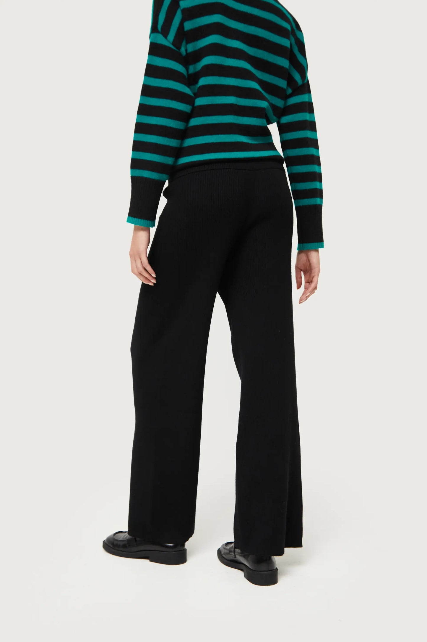 Straight black knit pants