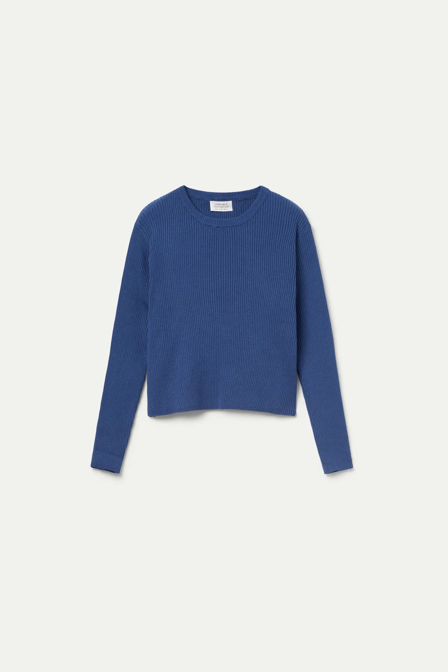 Blue ribbed knit sweater