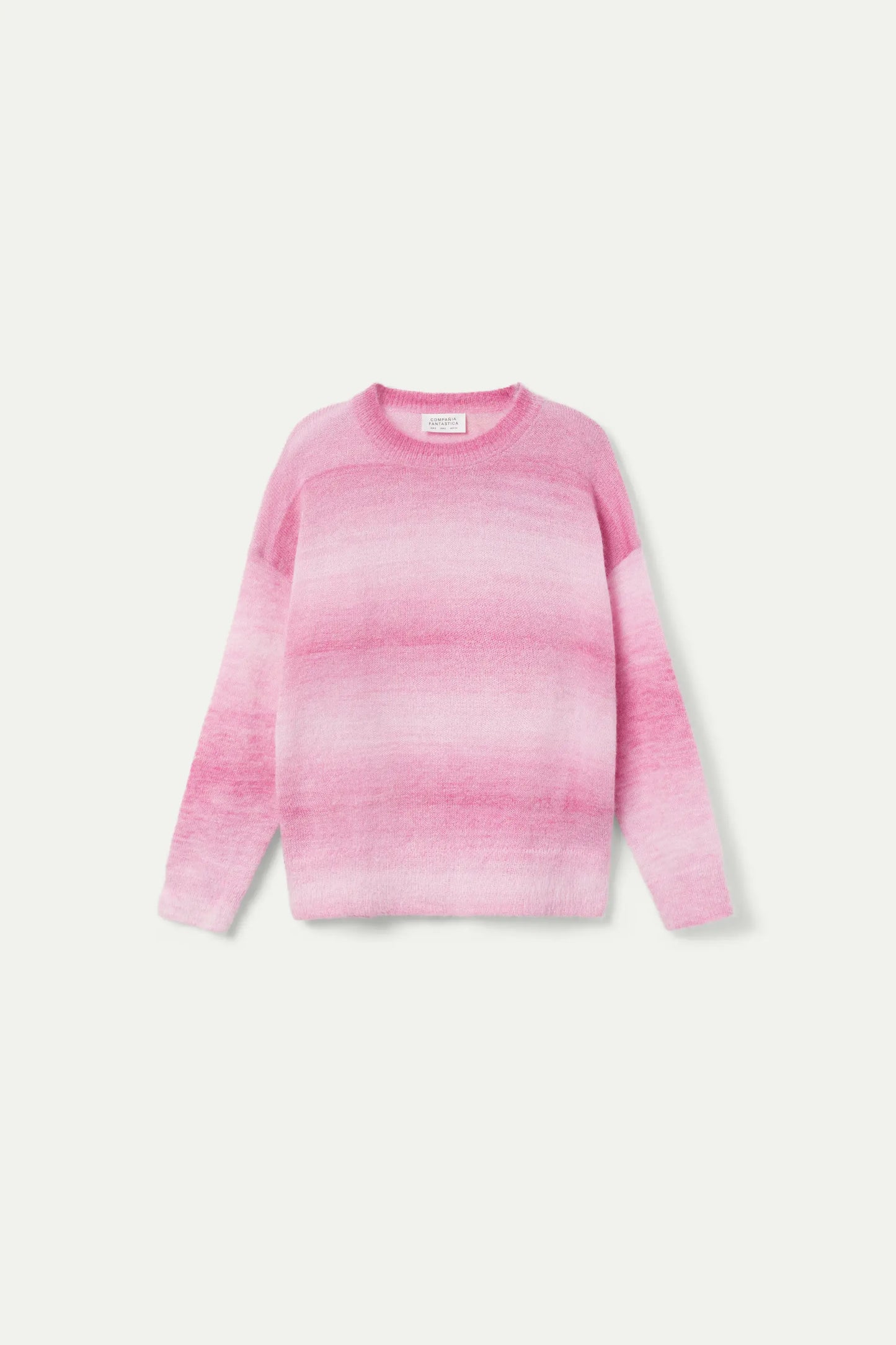 Knitted sweater with pink faded stripes