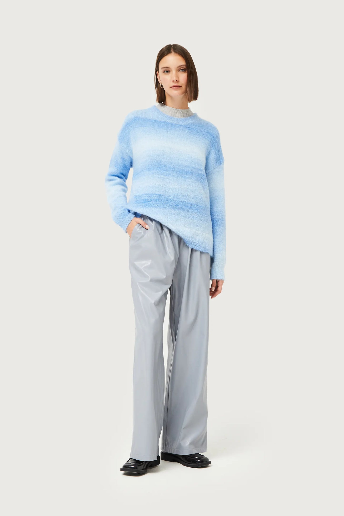 Blue faded striped knitted sweater