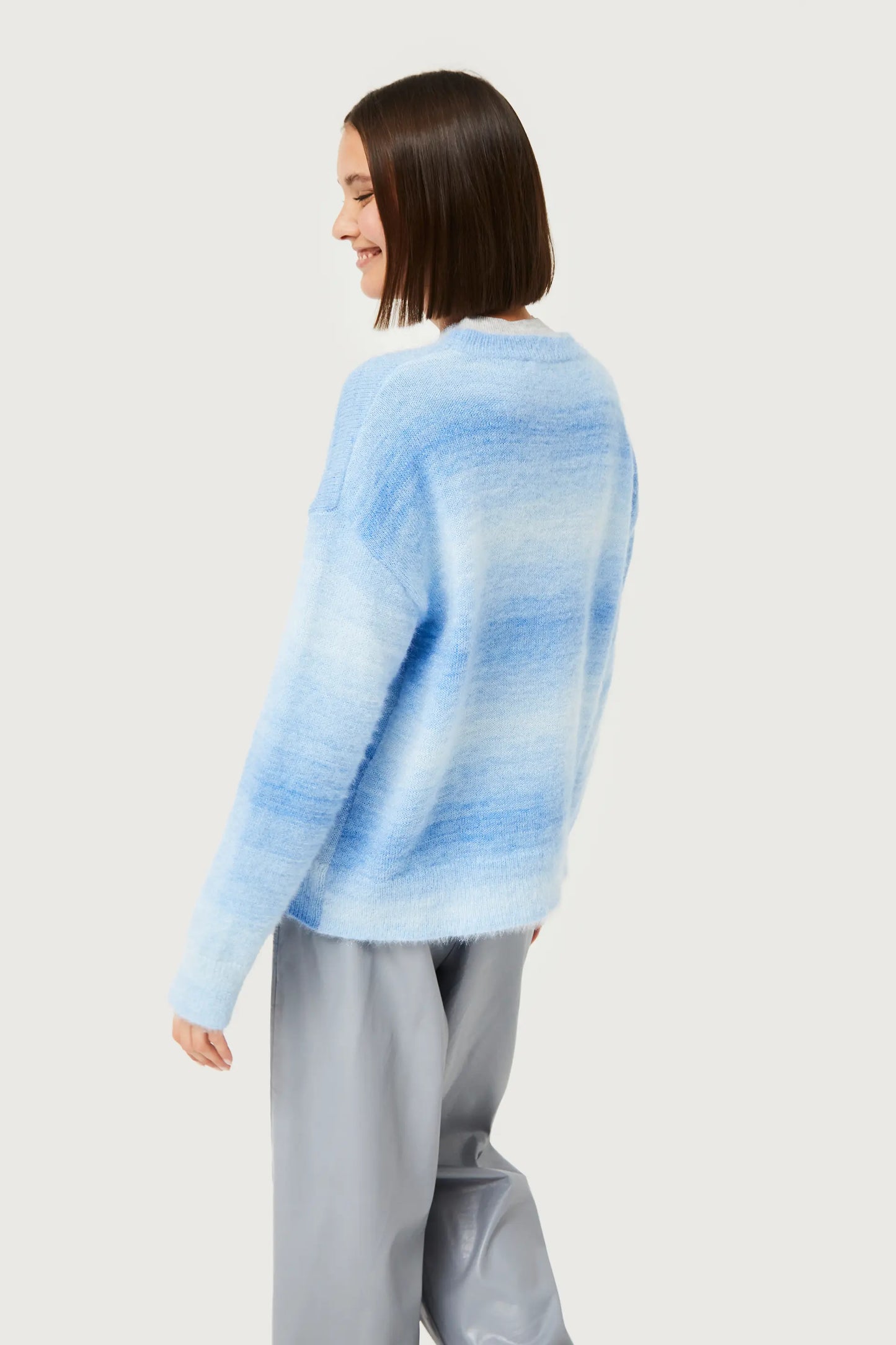 Blue faded striped knitted sweater