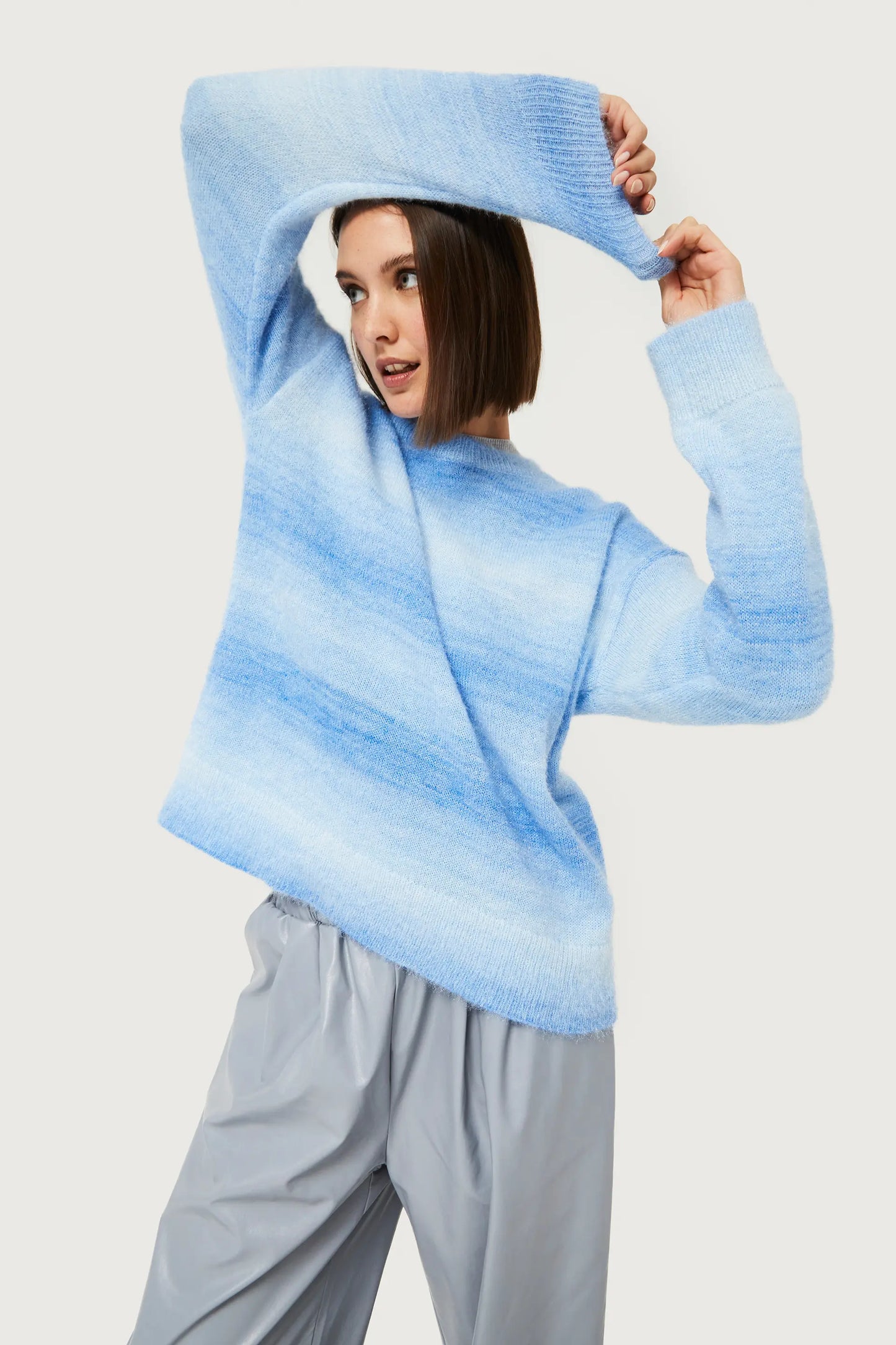 Blue faded striped knitted sweater