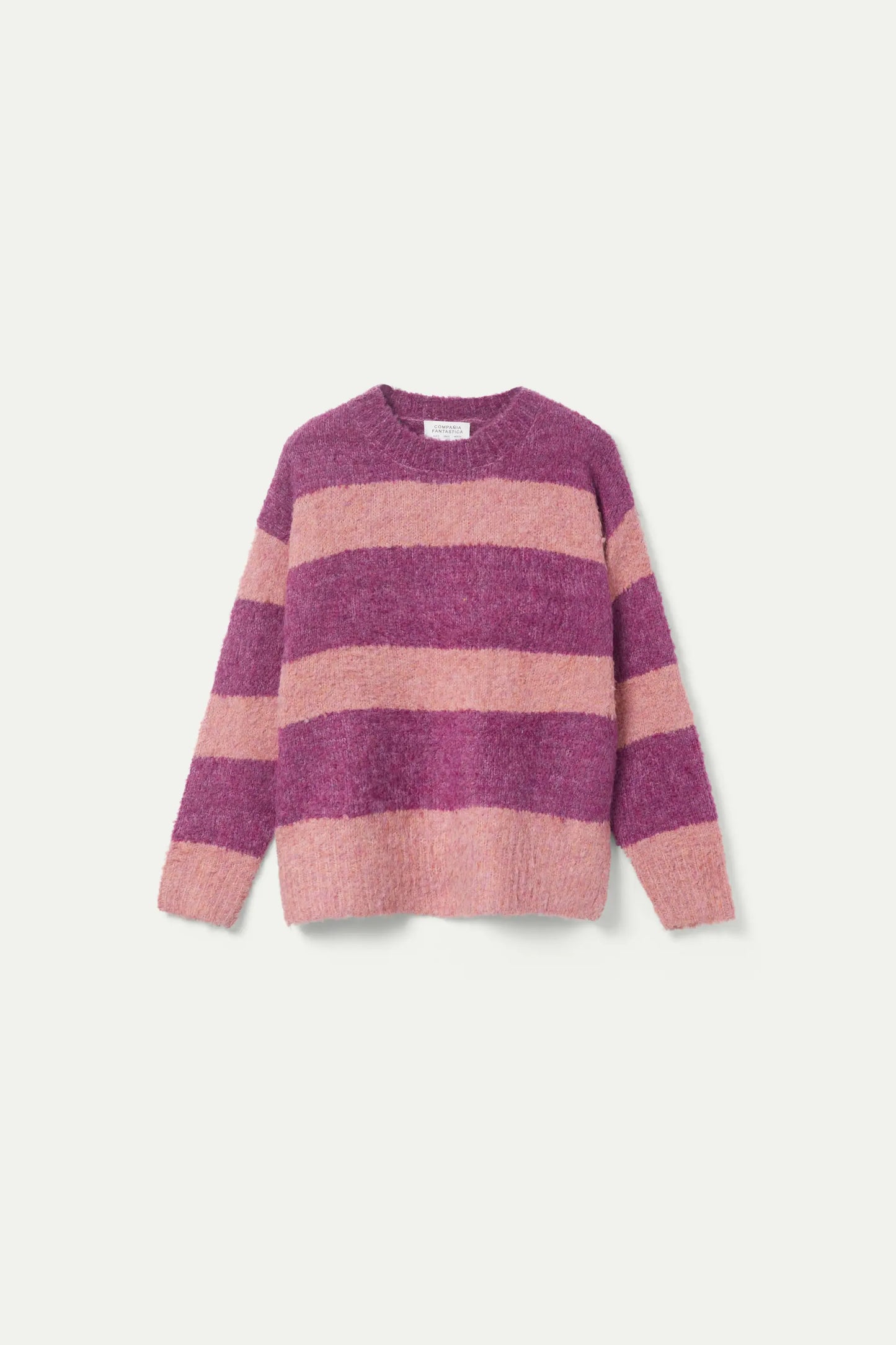 Purple striped fluffy knit sweater