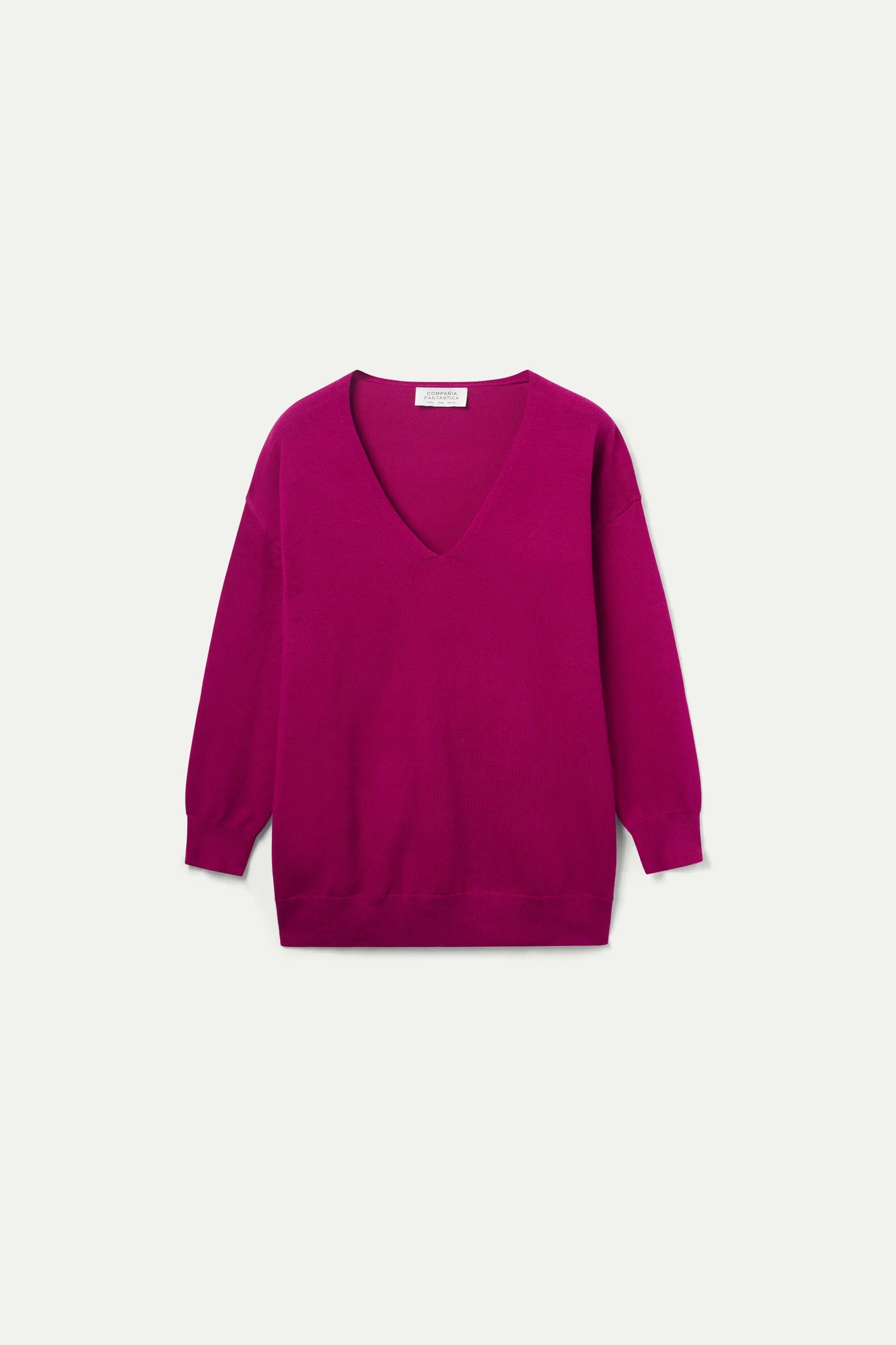 Maglione fucsia lavorato a maglia con scollo a V