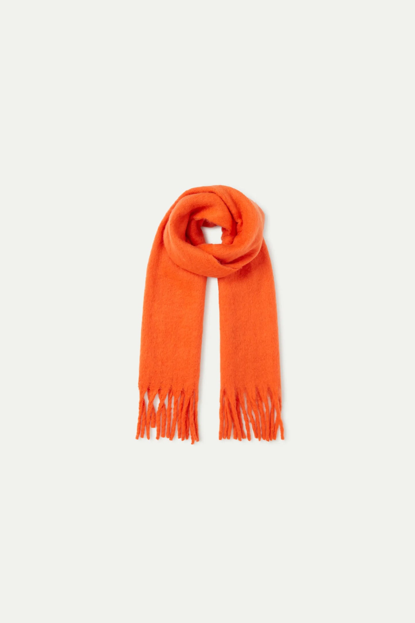 Long scarf with orange fringes