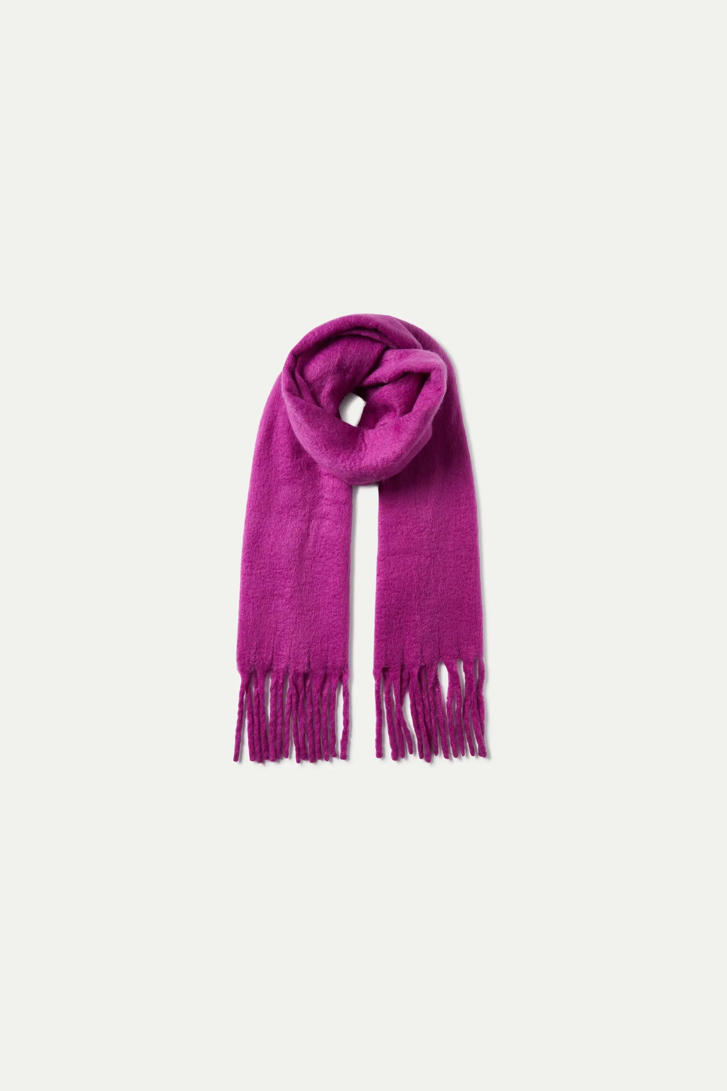 Long scarf with purple fringes