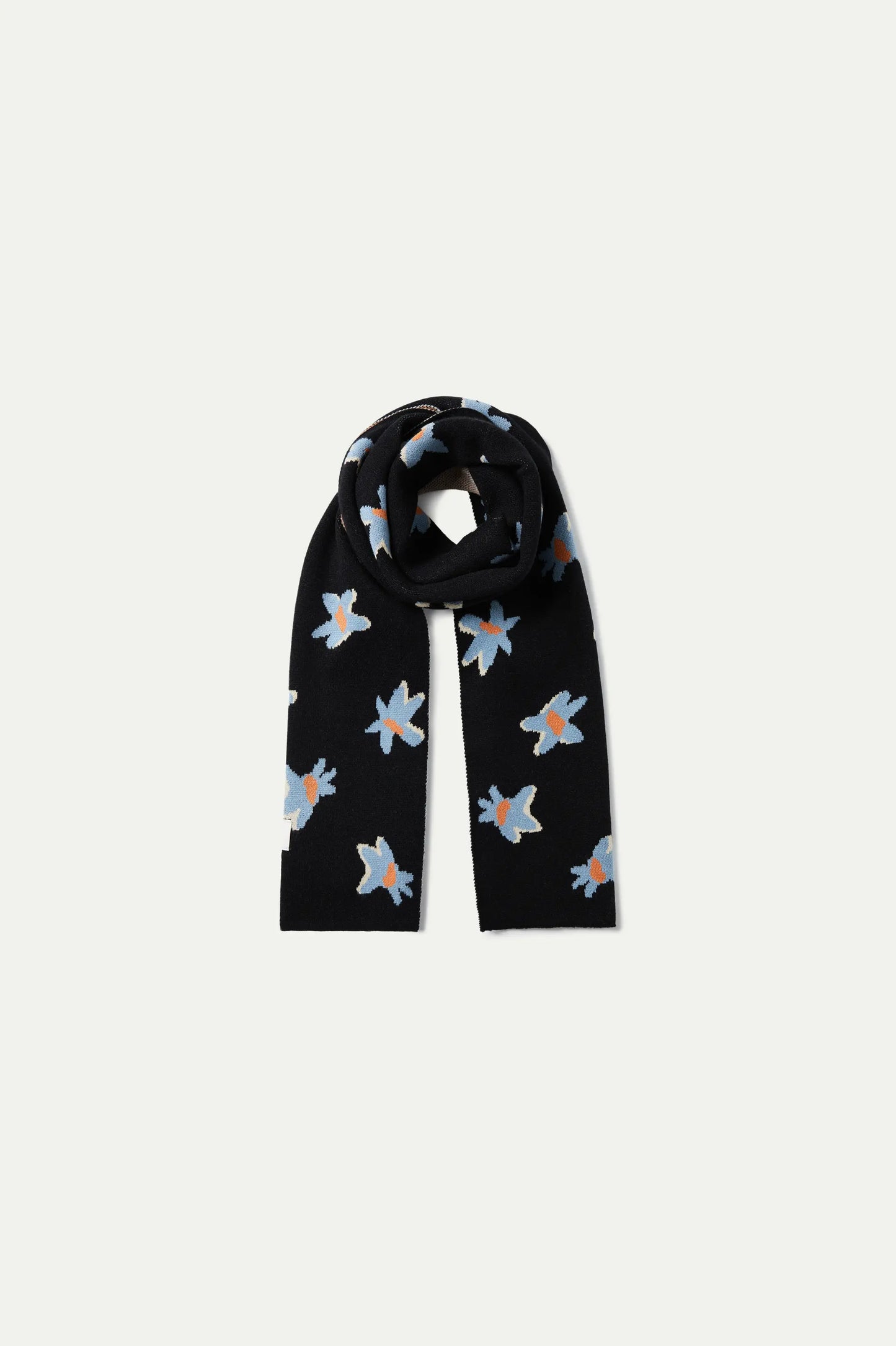 Calatea floral print jacquard knit scarf black