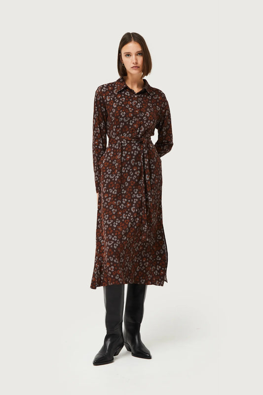 Amur animal print shirt midi dress