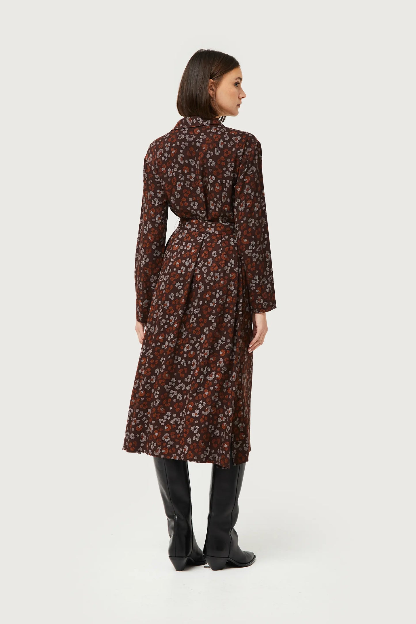 Amur animal print shirt midi dress