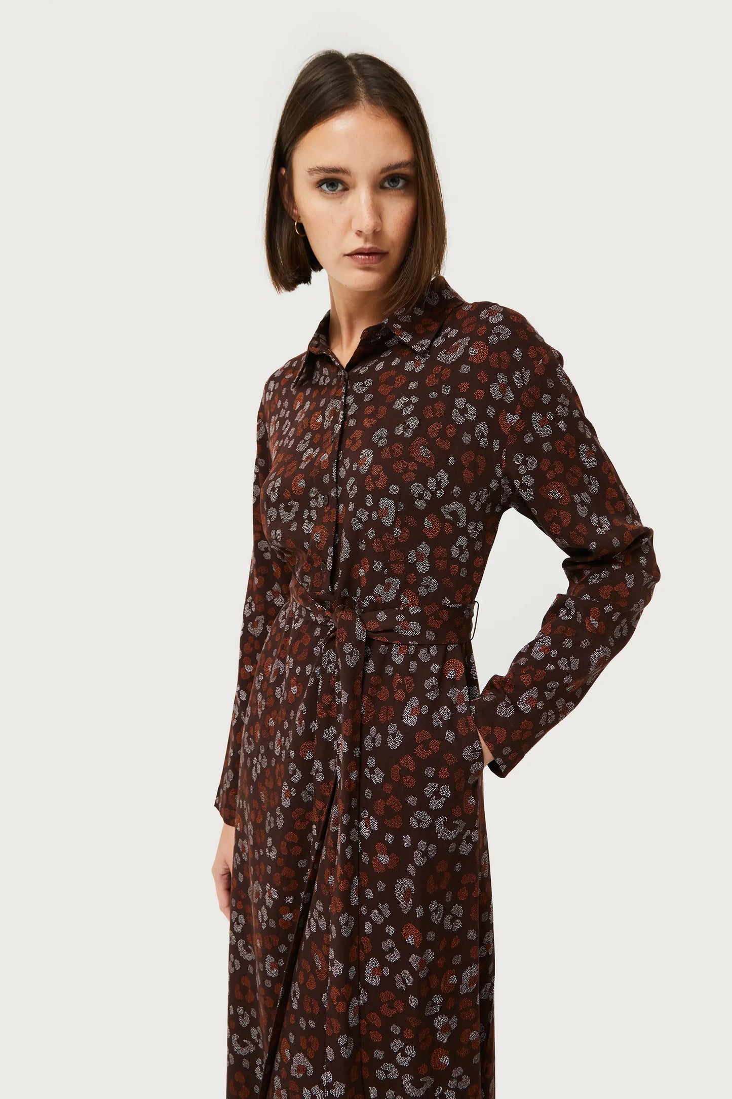 Amur animal print shirt midi dress