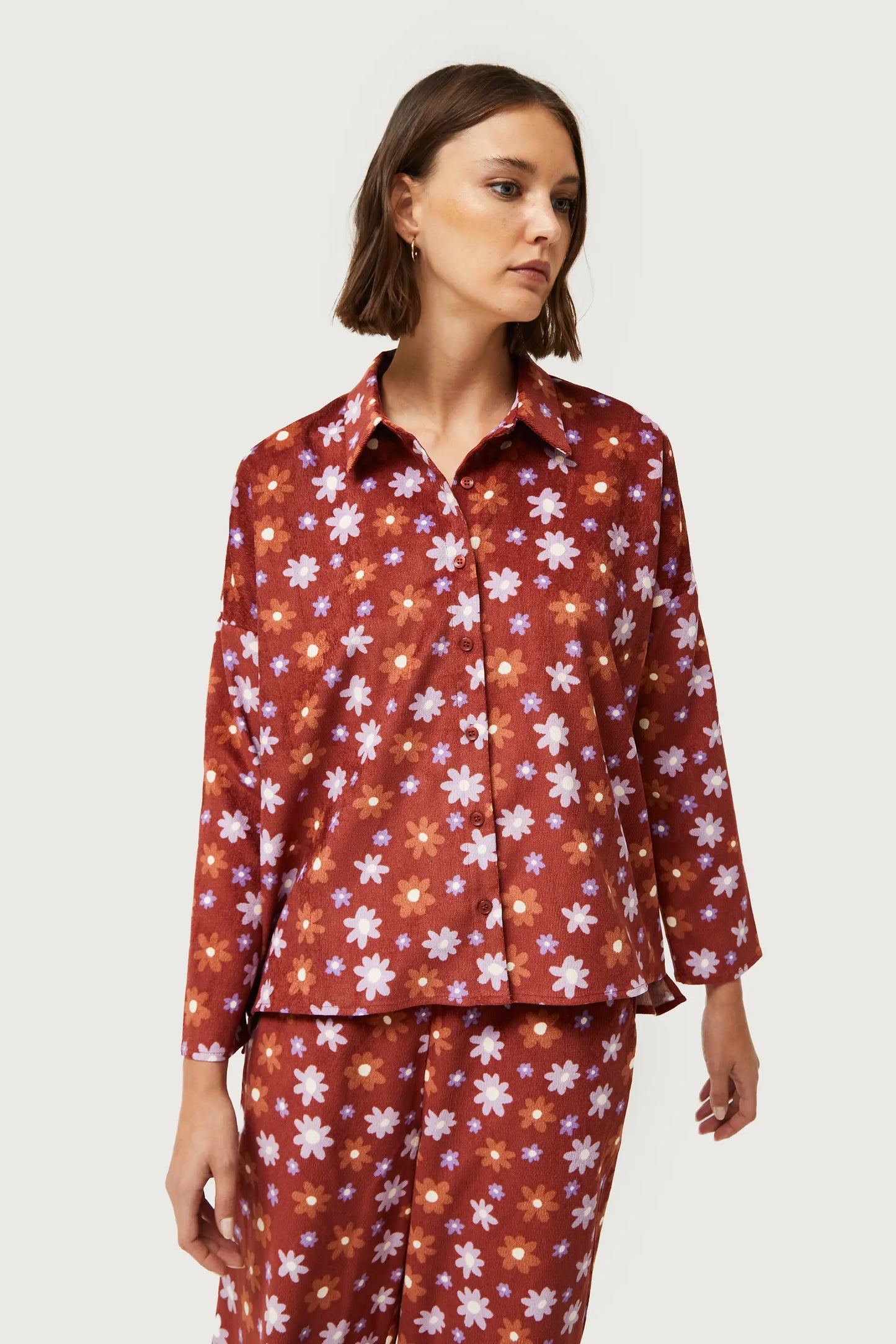 Montana floral print corduroy shirt