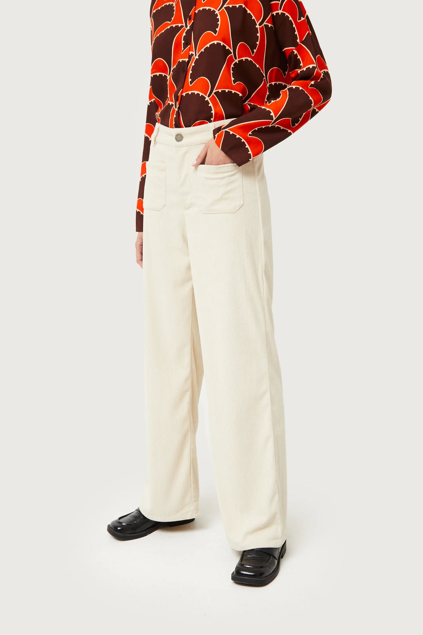 White corduroy pants