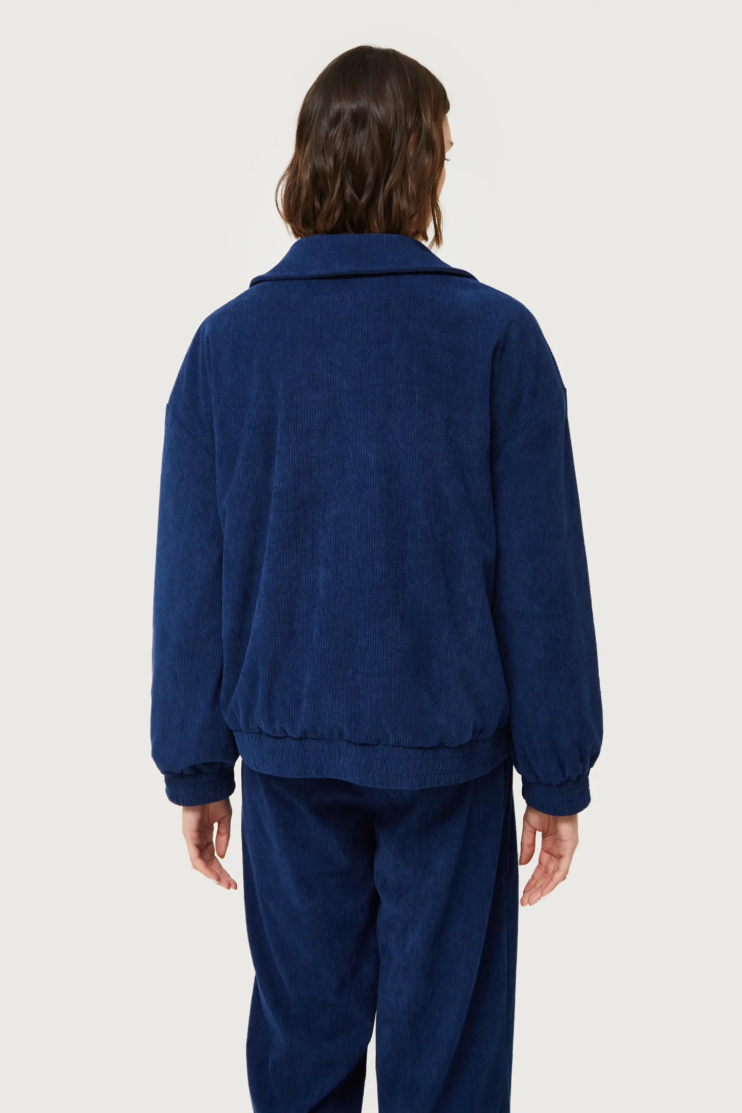 Blue corduroy bomber