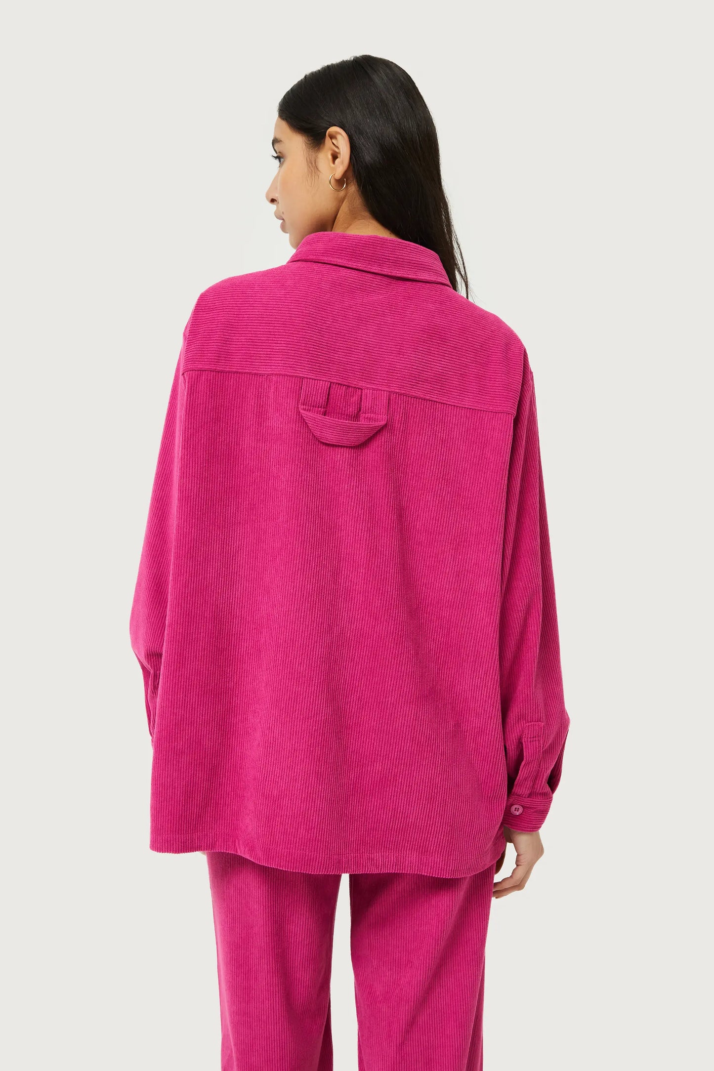 Fuchsia corduroy shirt jacket