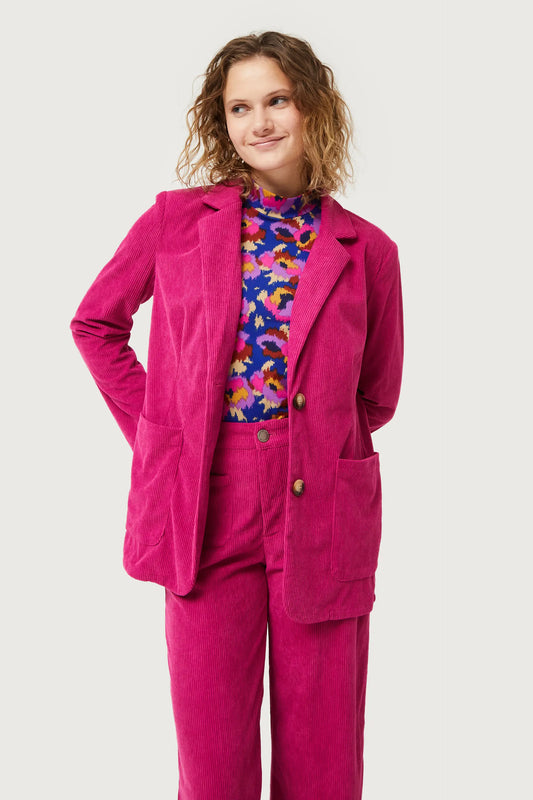 Blazer in velluto a coste fucsia