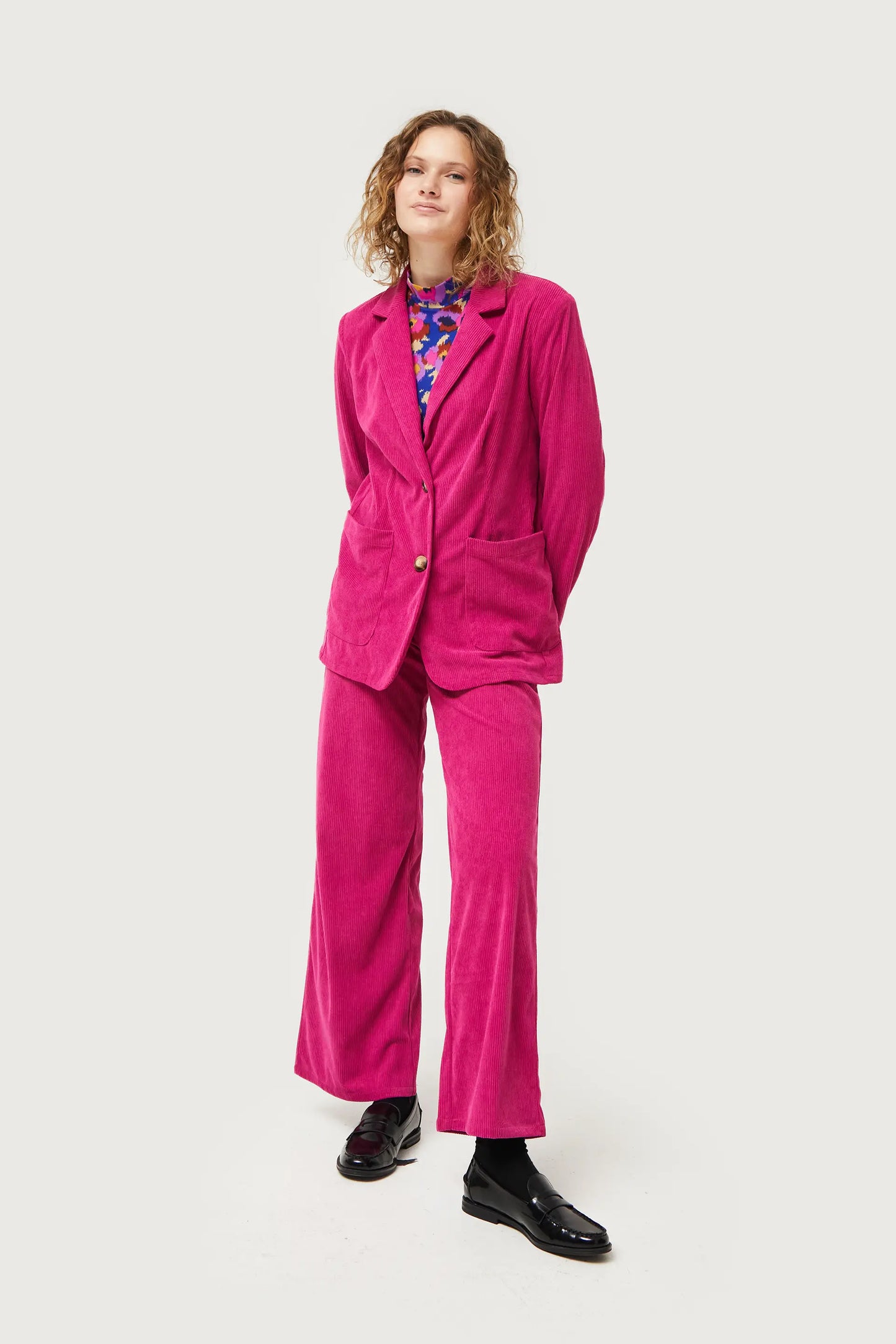 Fuchsia corduroy blazer