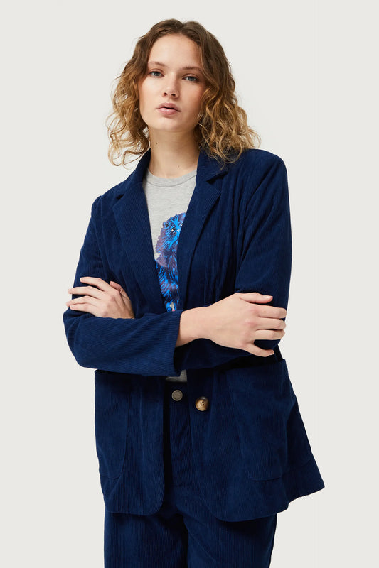 Blazer in velluto a coste blu scuro