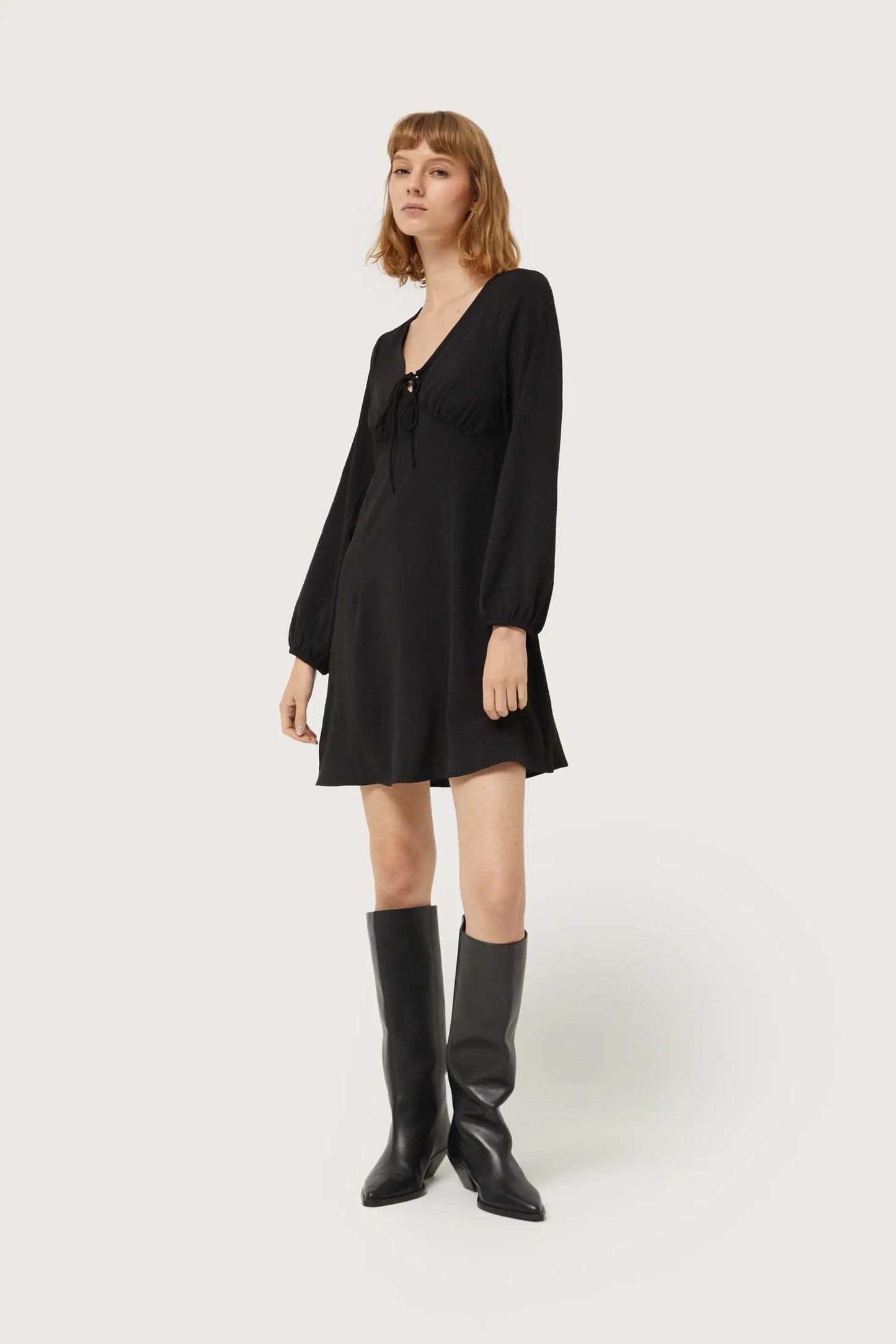 Short black crepe dress