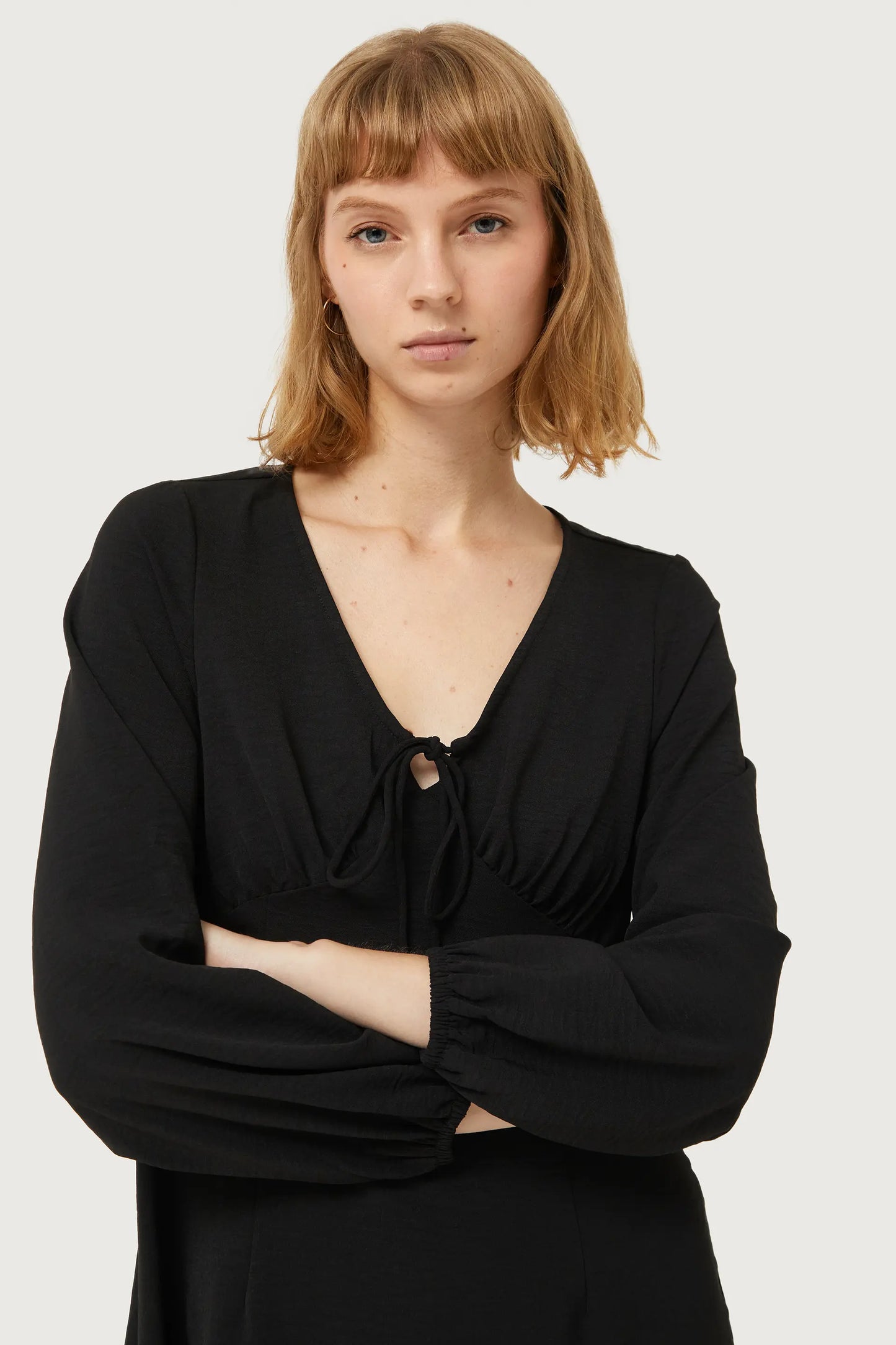 Short black crepe dress