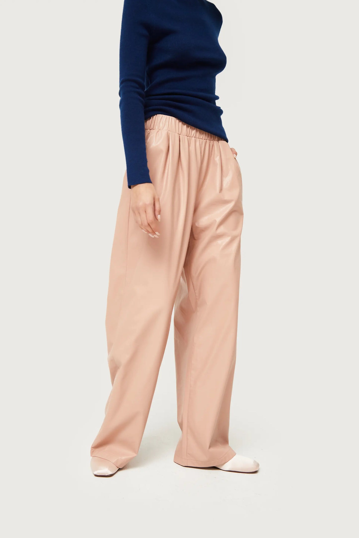 Pink faux leather pants