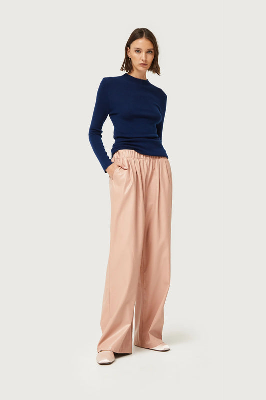 Pantaloni in ecopelle beige