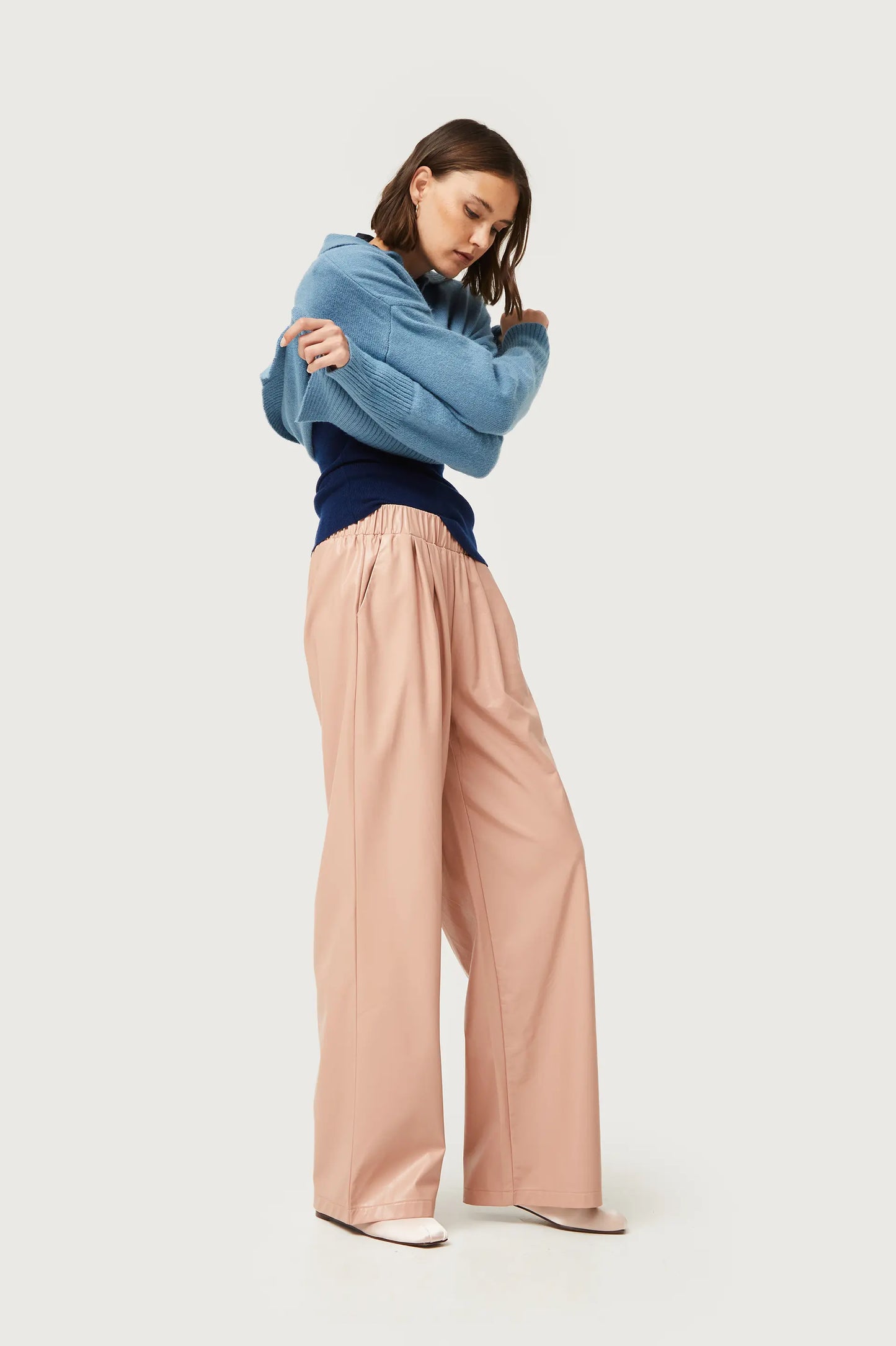 Pink faux leather pants