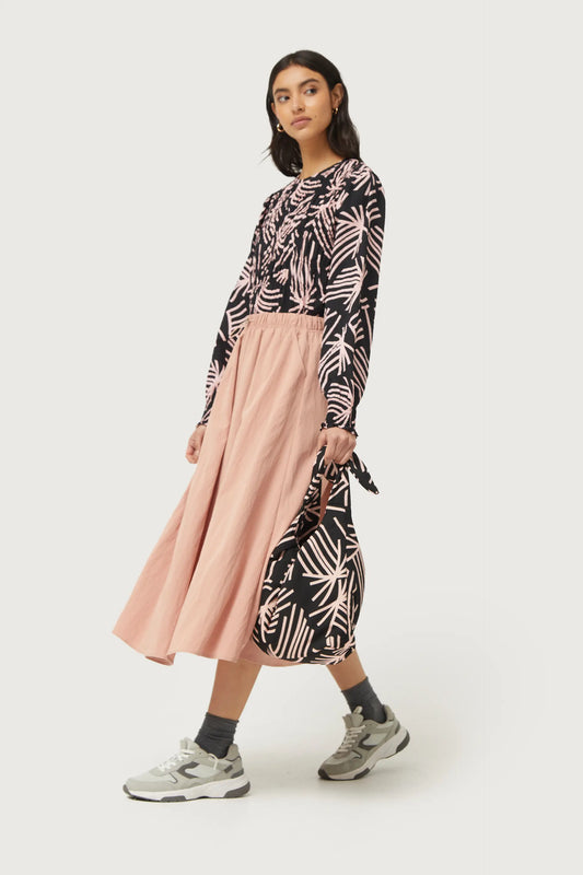 Midi skirt in pink technical fabric