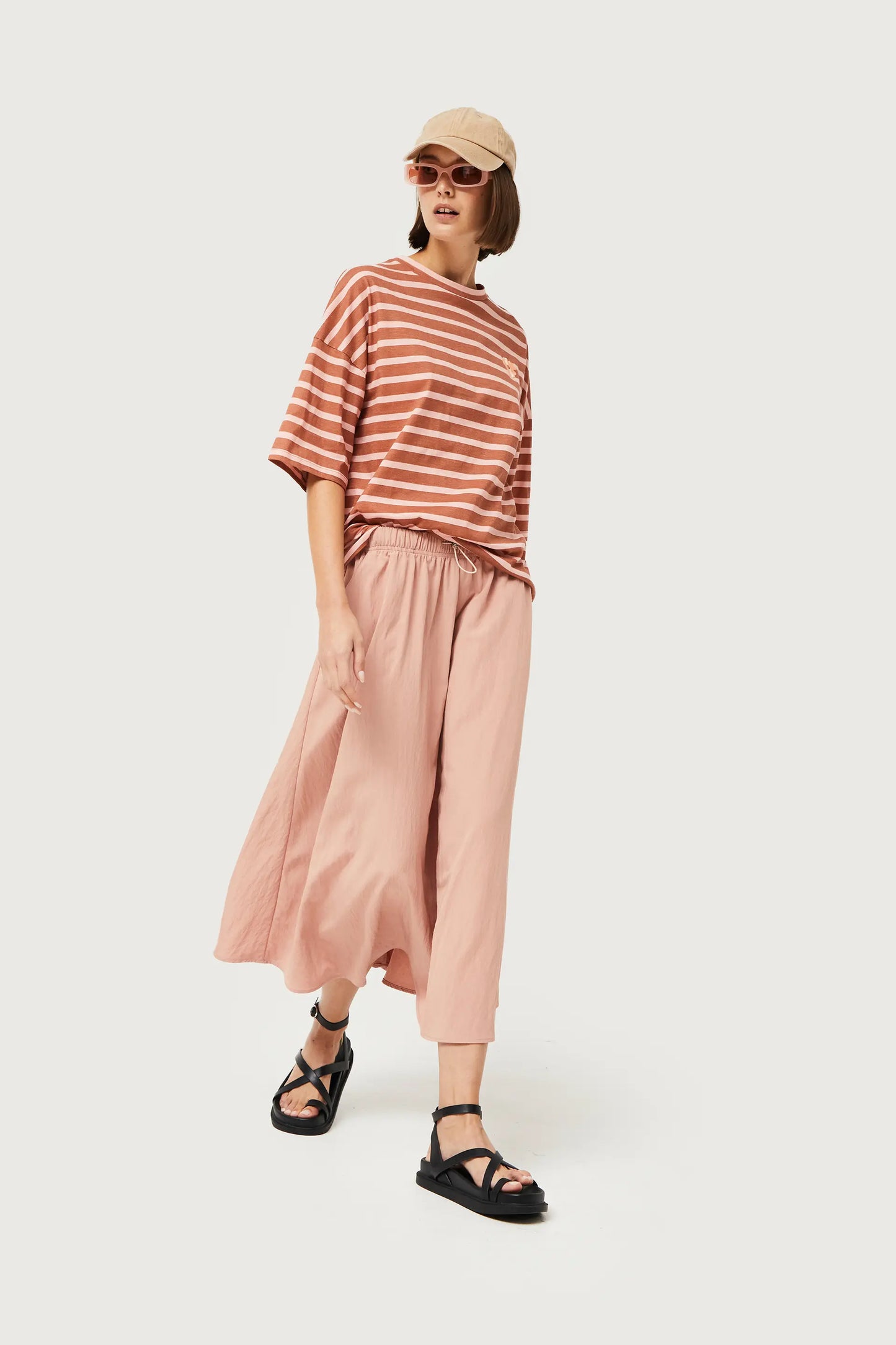 Midi skirt in pink technical fabric