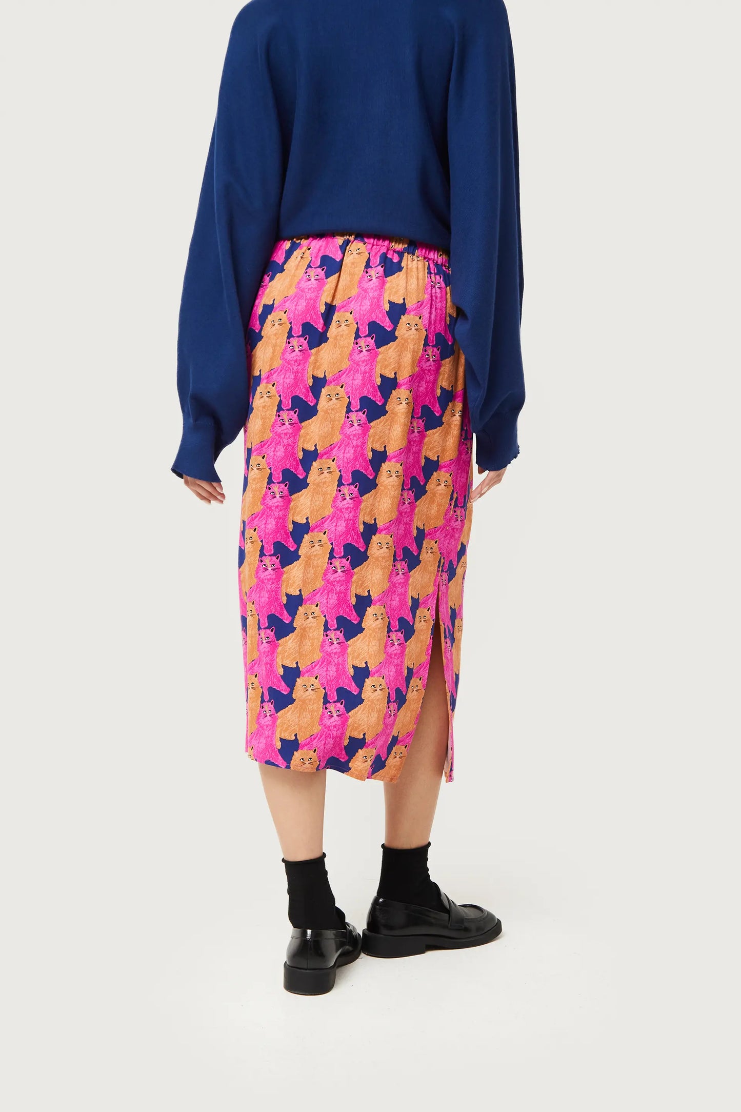 Midi skirt with cat print