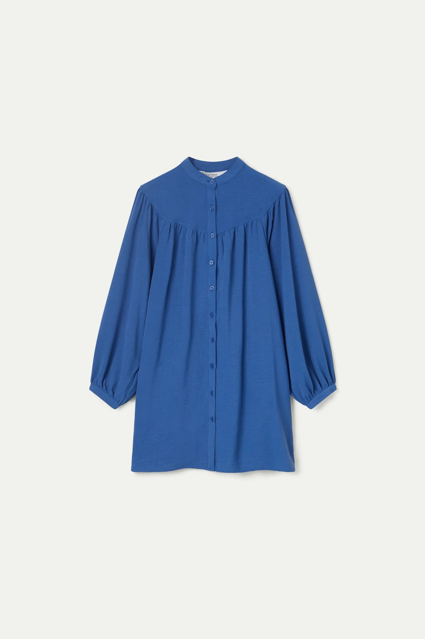 Short blue mandarin collar dress