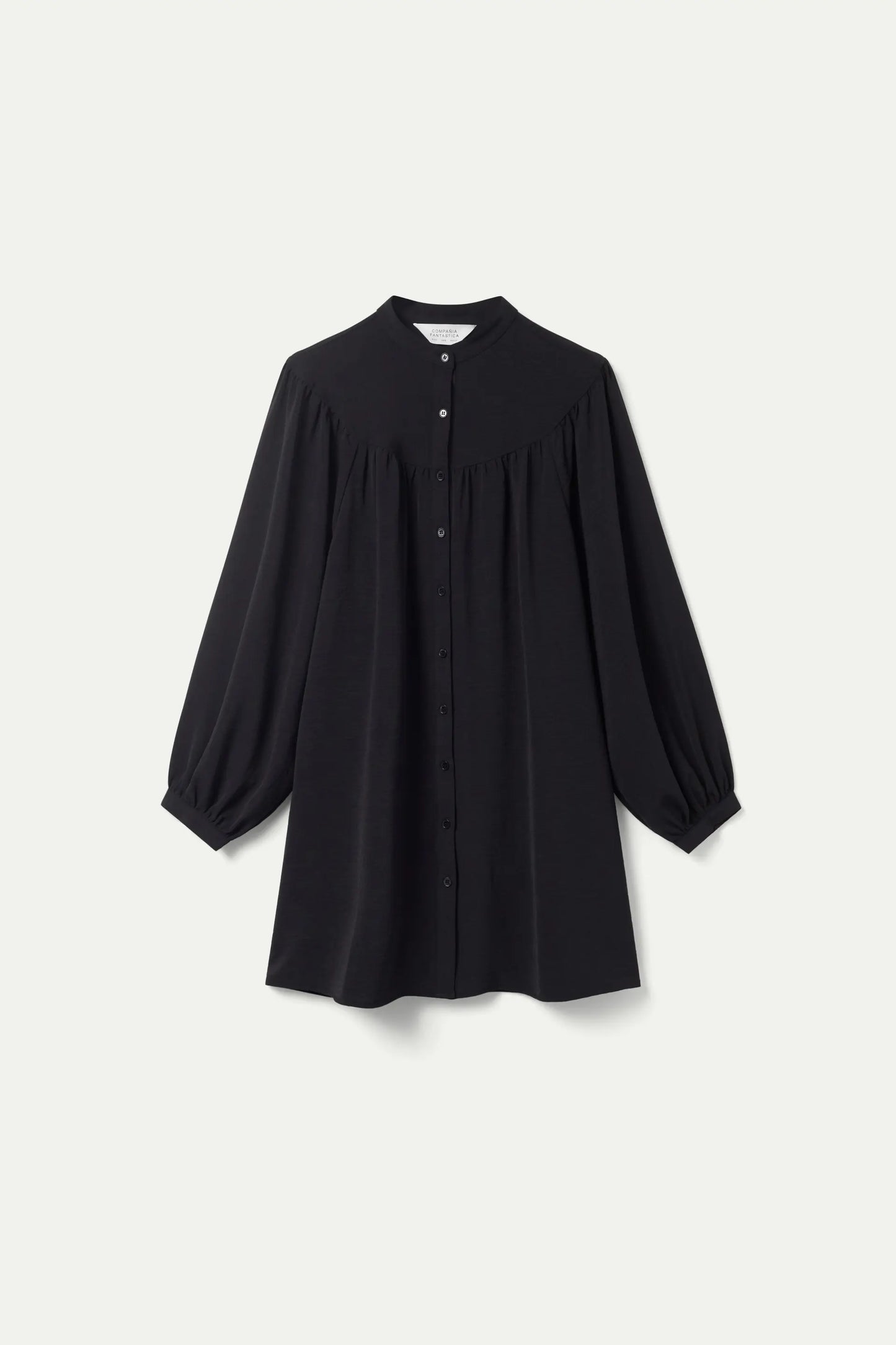 Short black mandarin collar dress