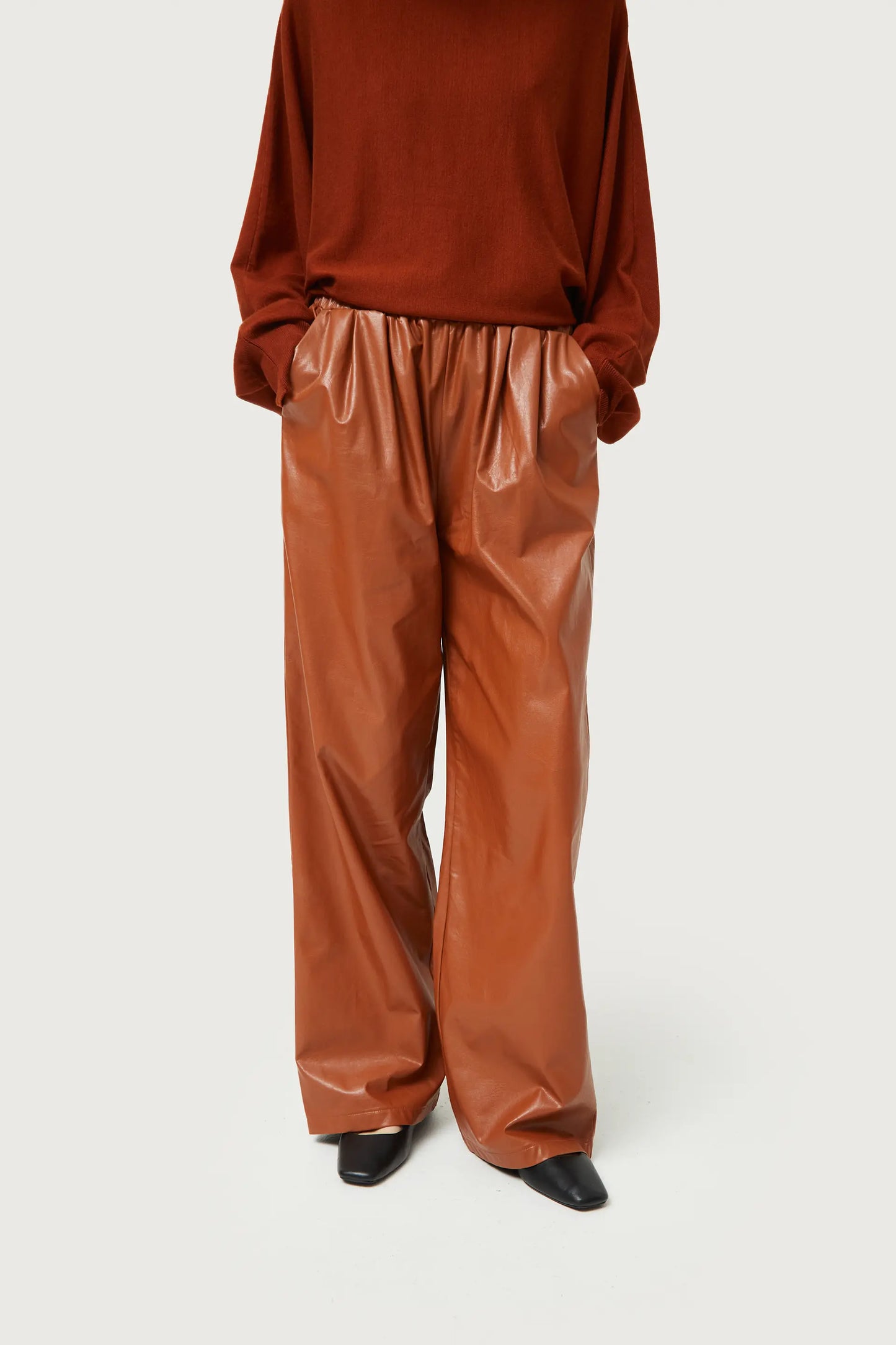 Brown faux leather pants