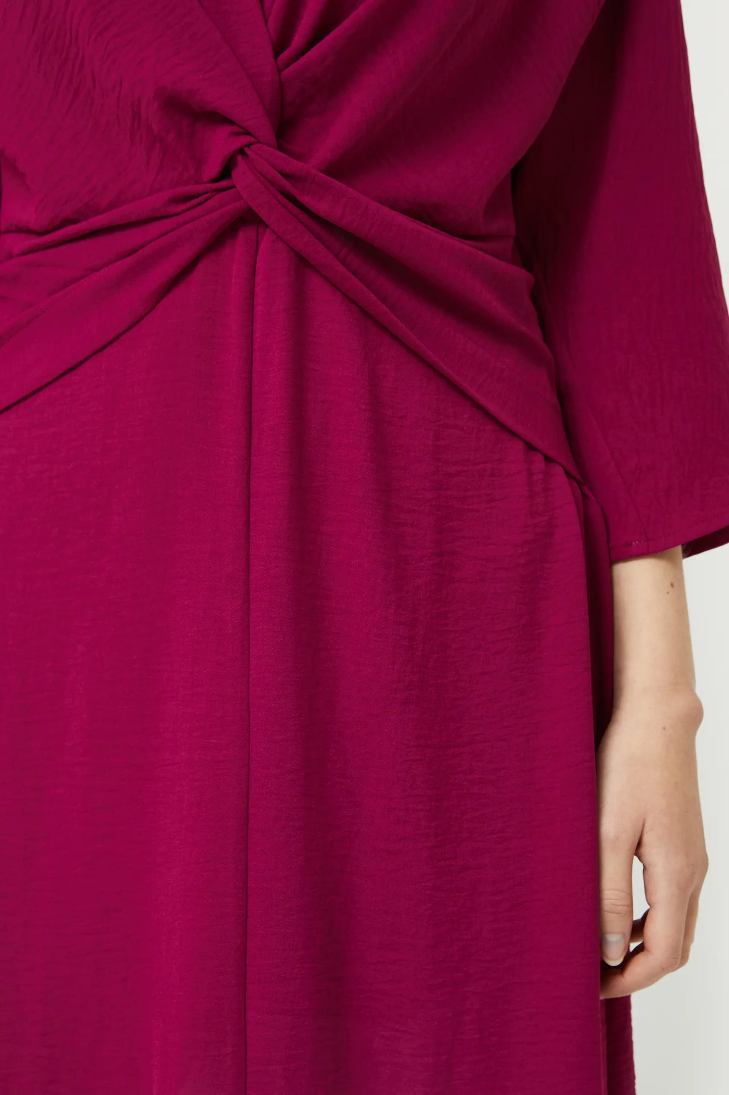 Long fuchsia draped dress