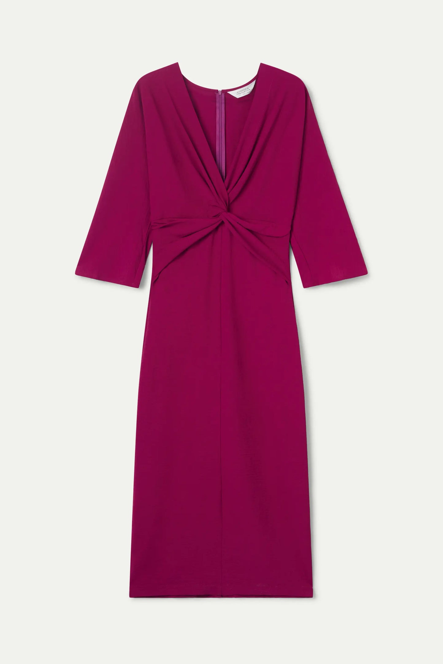 Long fuchsia draped dress