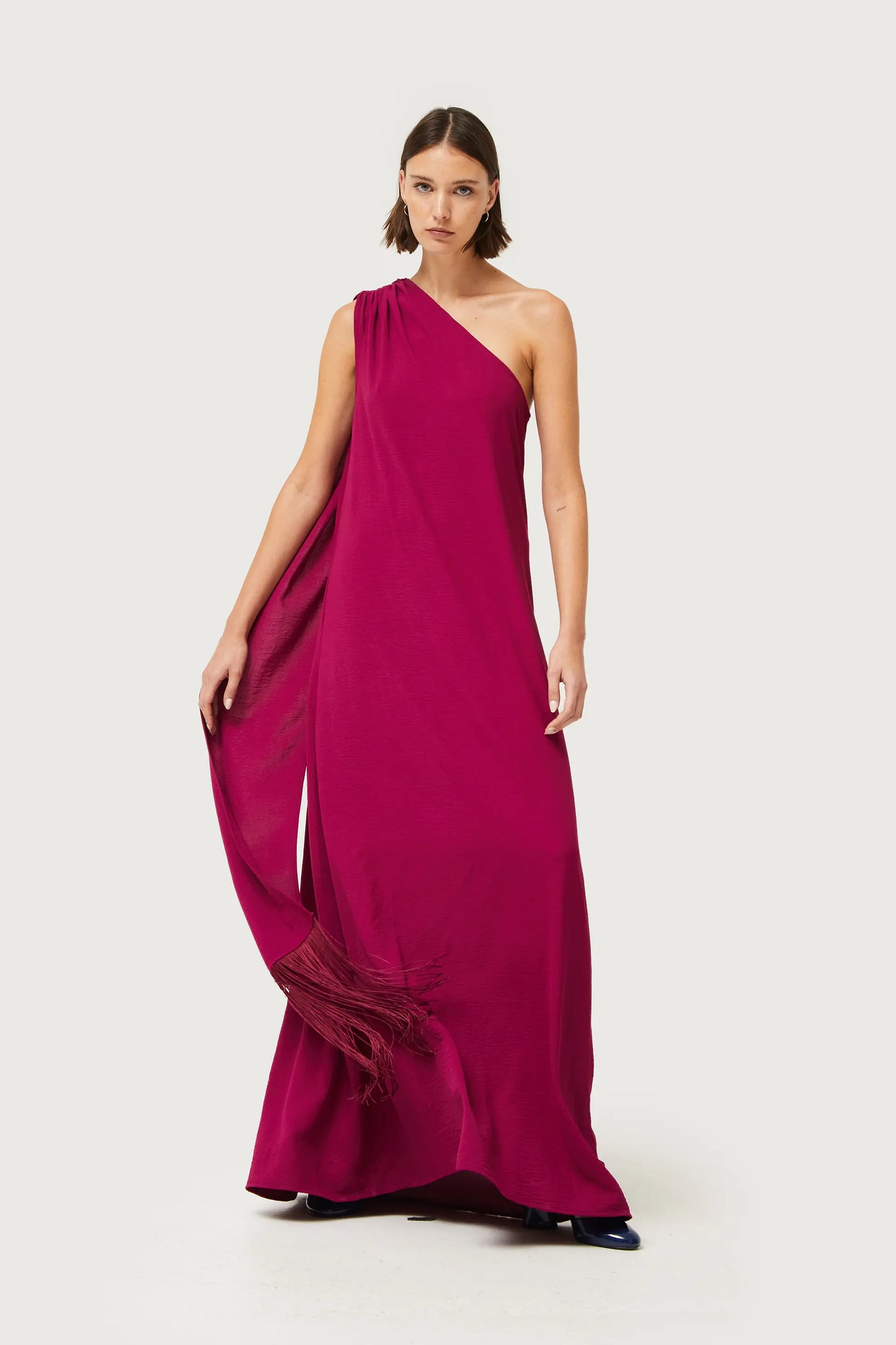 Fuchsia asymmetrical long dress