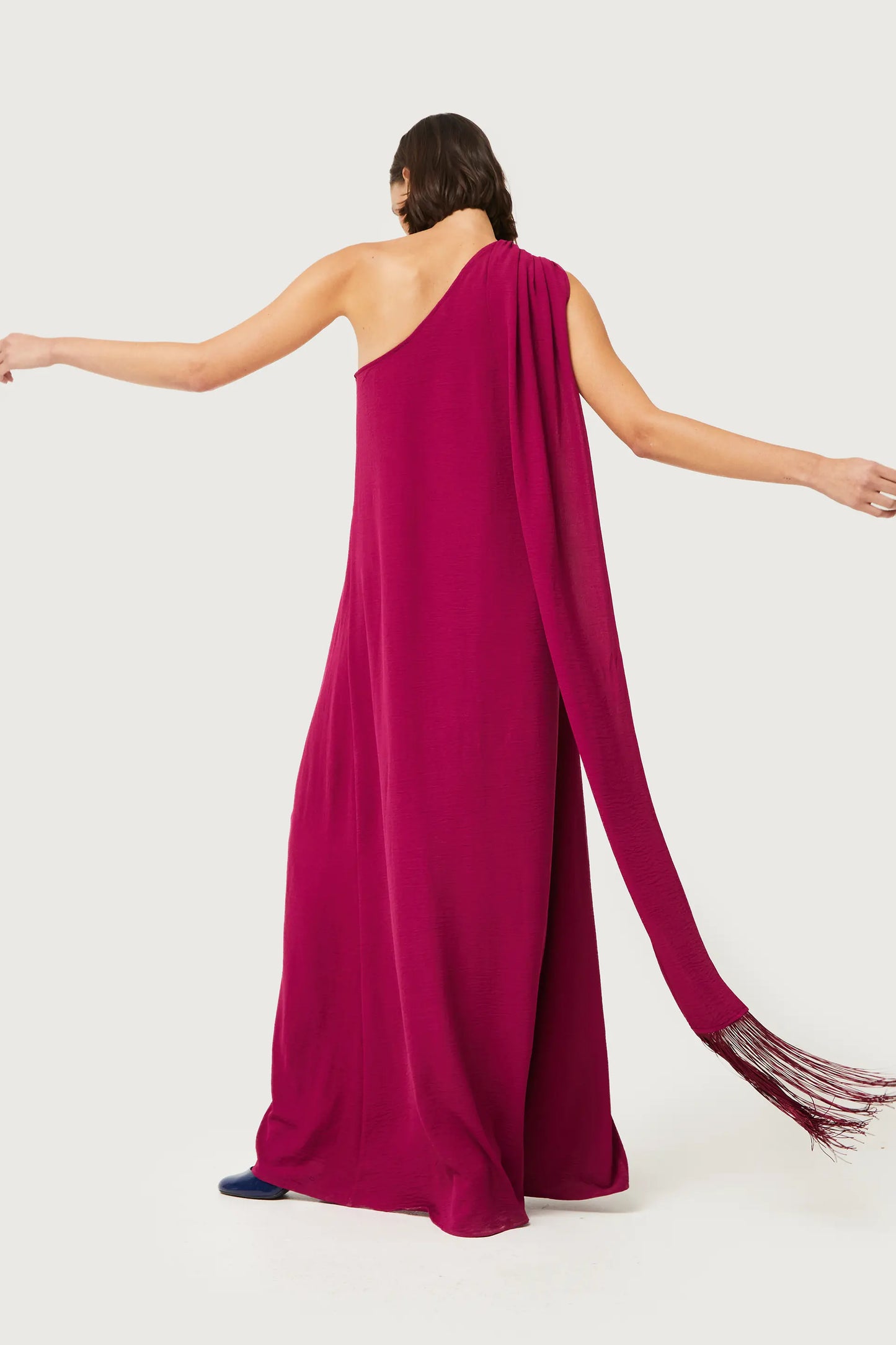 Fuchsia asymmetrical long dress